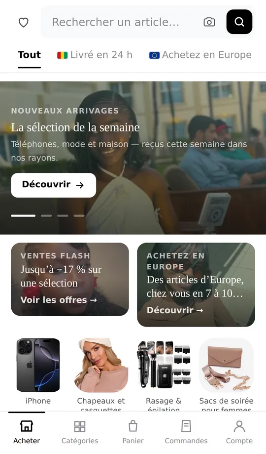 Accueil de l’application Madina Express