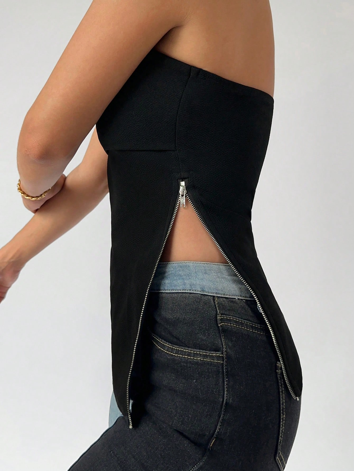 Maija Top tube zippé unicolore décontracté pour femme, top d'été pour Pâques, fête de Pâques, plage, vacances, sorties, automne, Halloween — vue 6