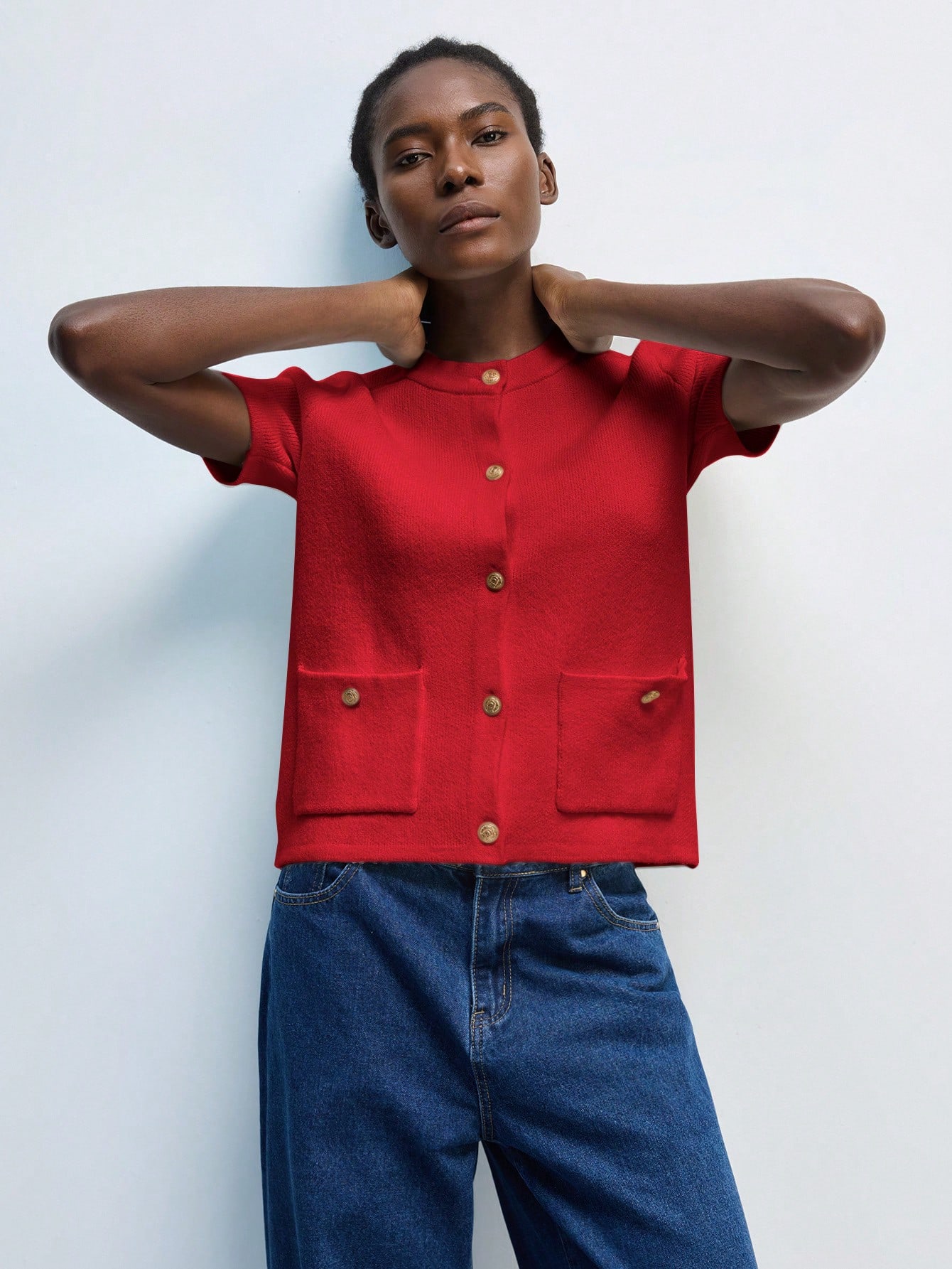 Maija 2026 Élégant Cardigan en tricot rouge pour femmes, convenant pour les loisirs — vue 5