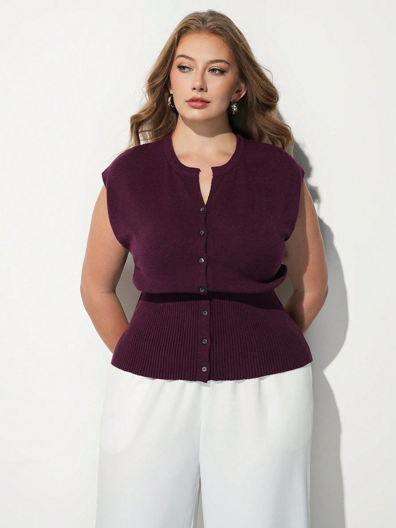 Top en maille uni, grande taille Maija