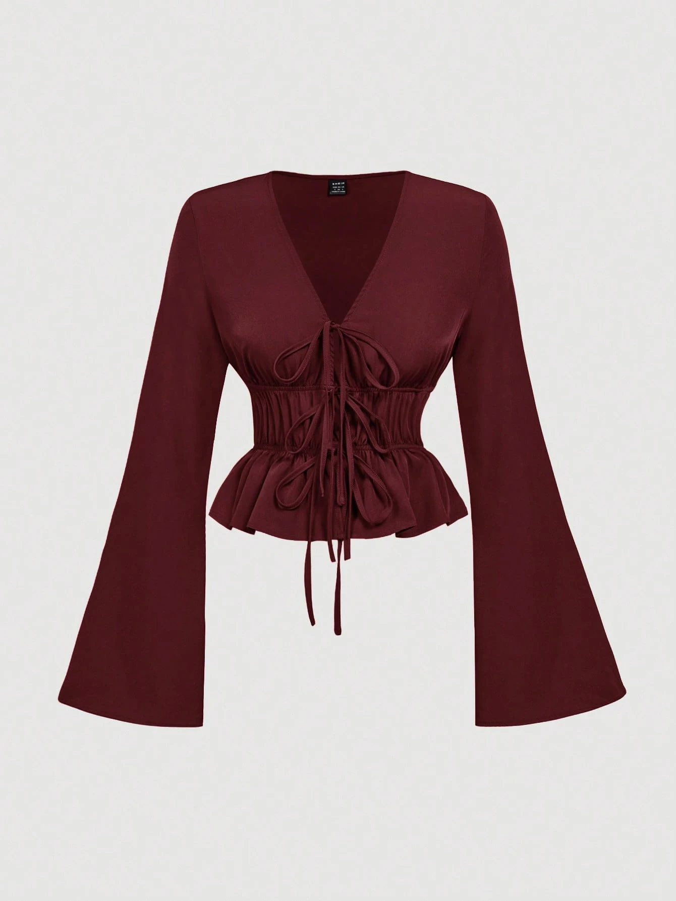 SHEIN MOD Blouse blanche élégante à manches évasées avec nœud — vue 5