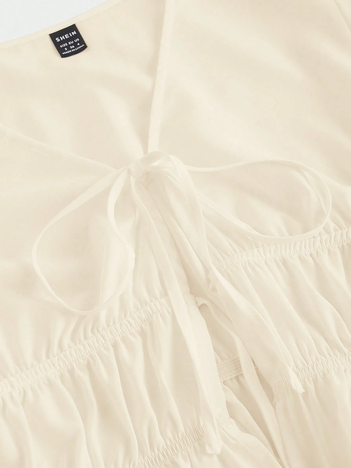 SHEIN MOD Blouse blanche élégante à manches évasées avec nœud — vue 8