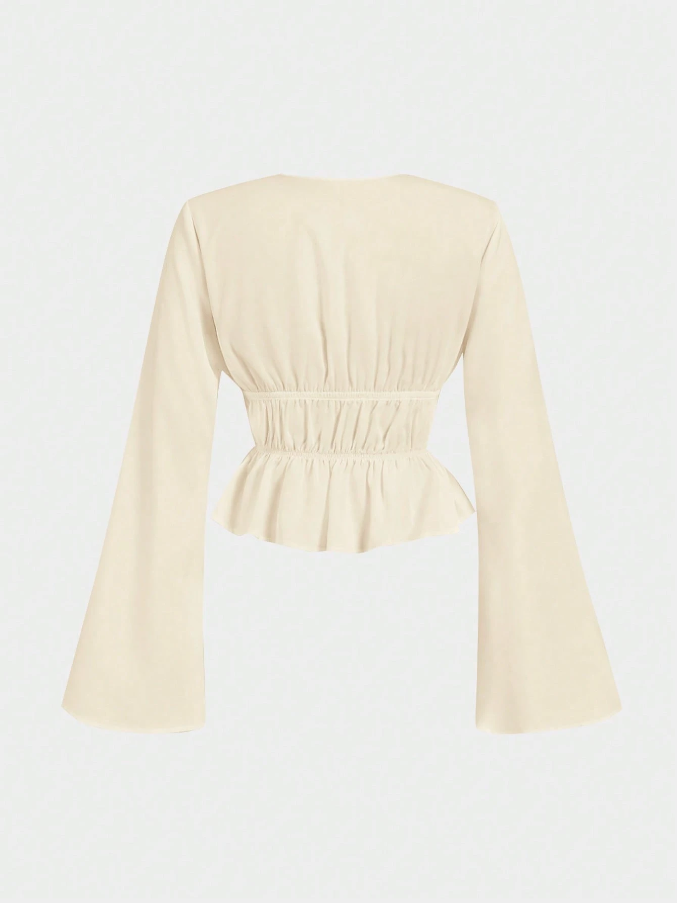 SHEIN MOD Blouse blanche élégante à manches évasées avec nœud — vue 9