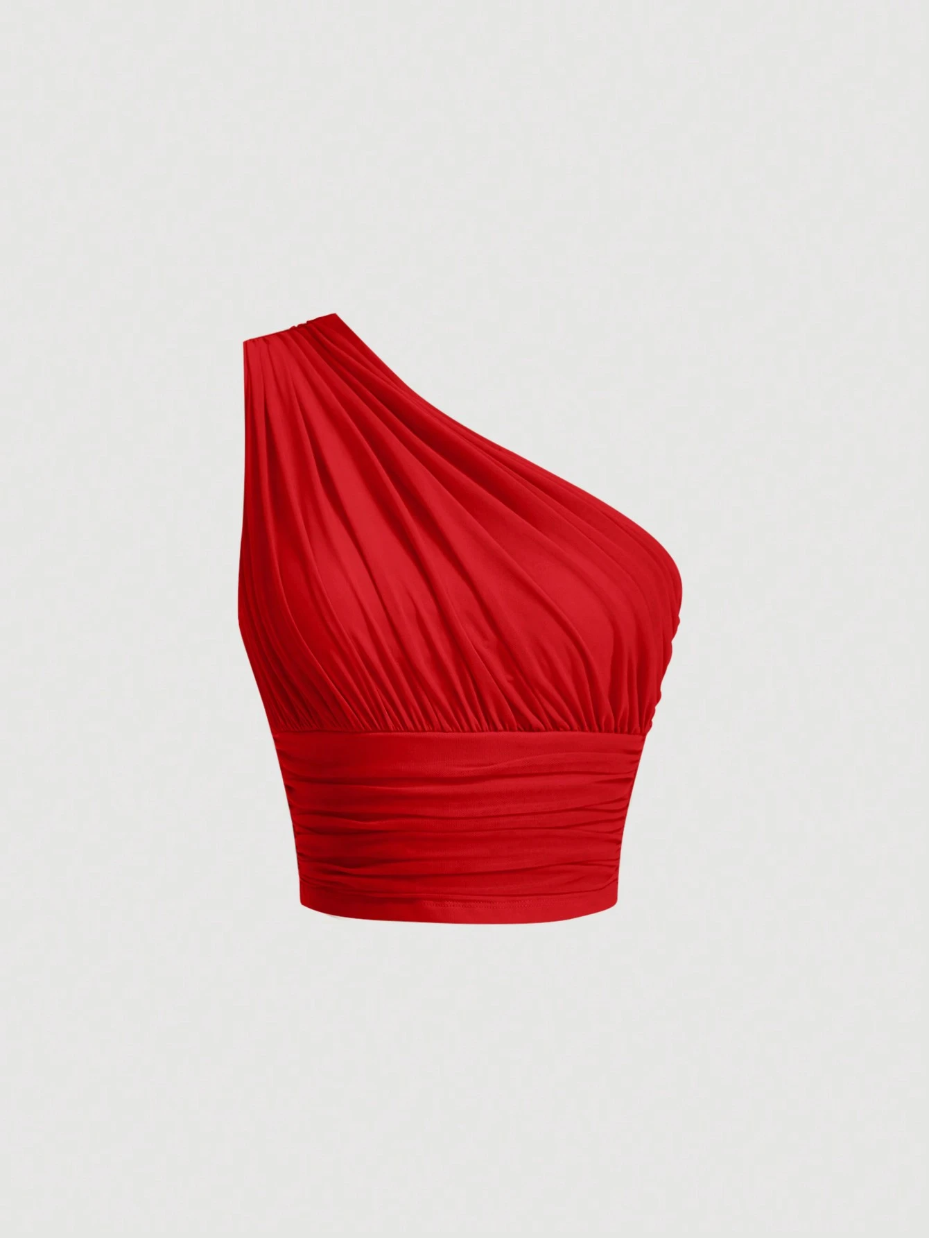 SHEIN MOD Top court ajusté rouge avec fronces à une épaule — vue 8