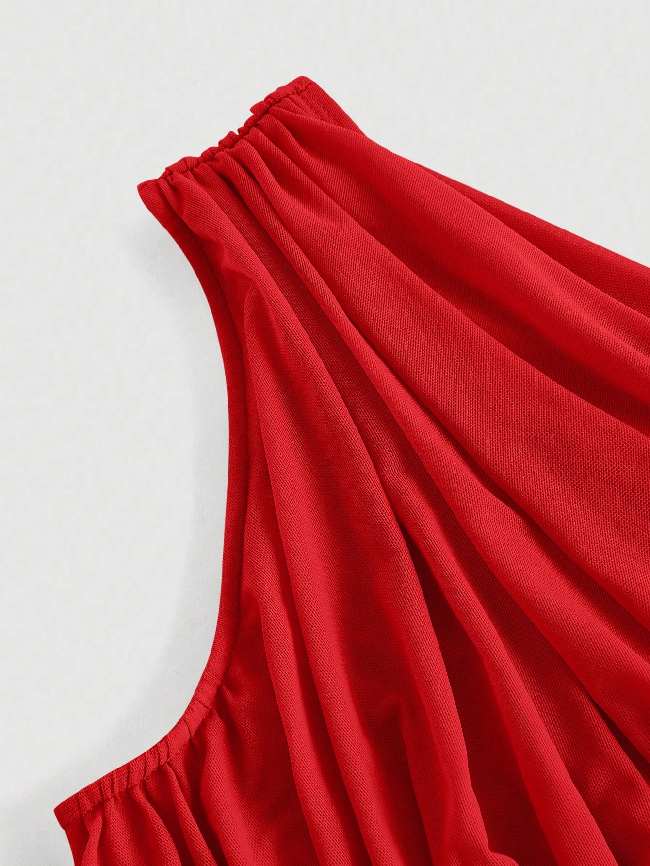 SHEIN MOD Top court ajusté rouge avec fronces à une épaule — vue 9