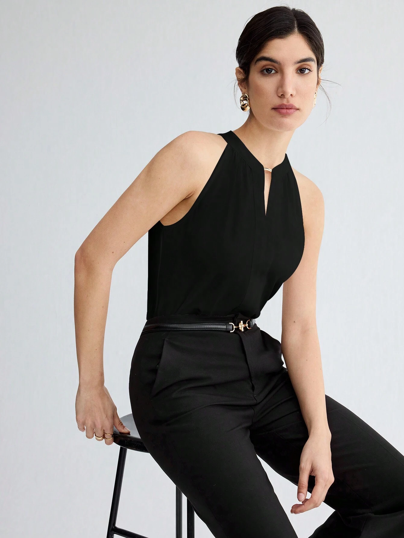BizChic Top sans manches à encolure dégagée élégante pour femmes, polyvalent — vue 5