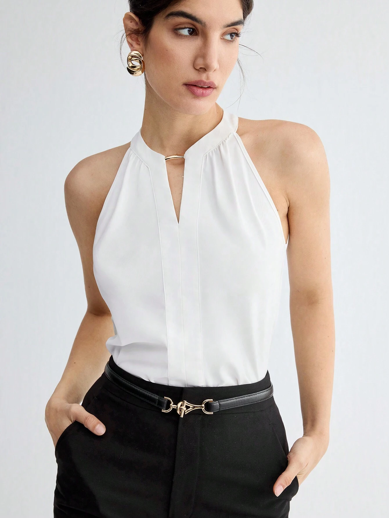 BizChic Top sans manches à encolure dégagée élégante pour femmes, polyvalent — vue 6