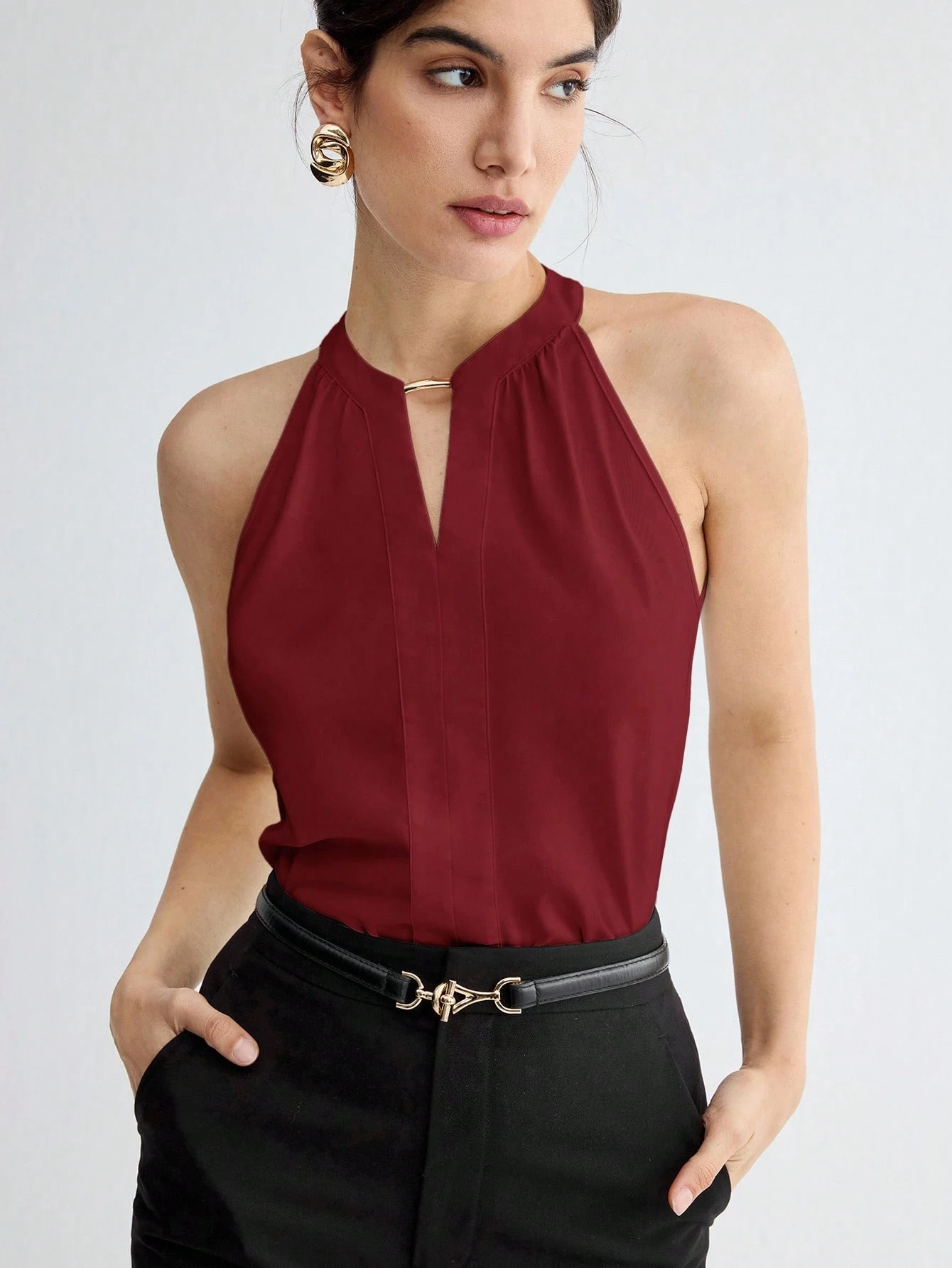 BizChic Top sans manches à encolure dégagée élégante pour femmes, polyvalent — vue 8