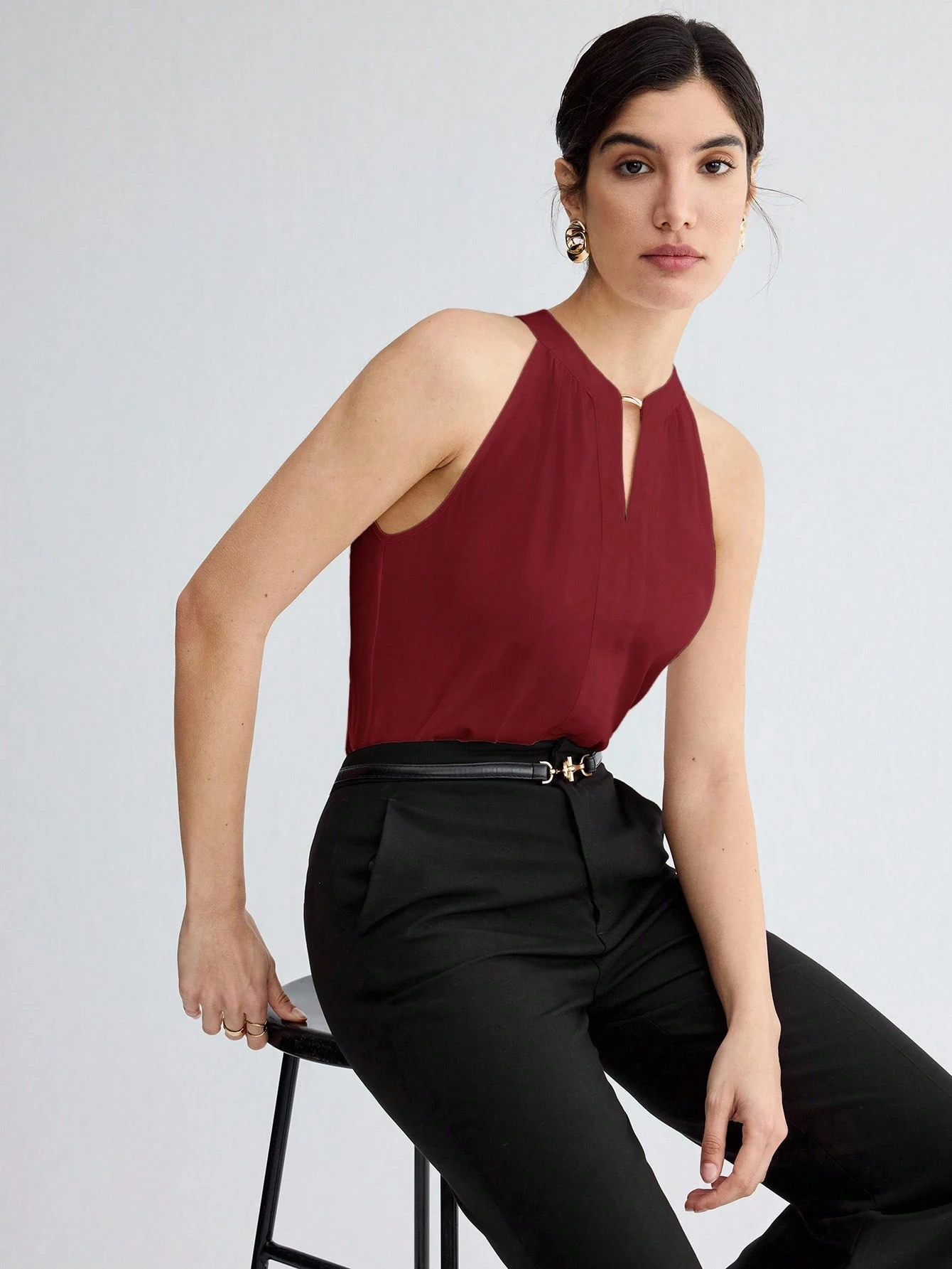 BizChic Top sans manches à encolure dégagée élégante pour femmes, polyvalent — vue 9