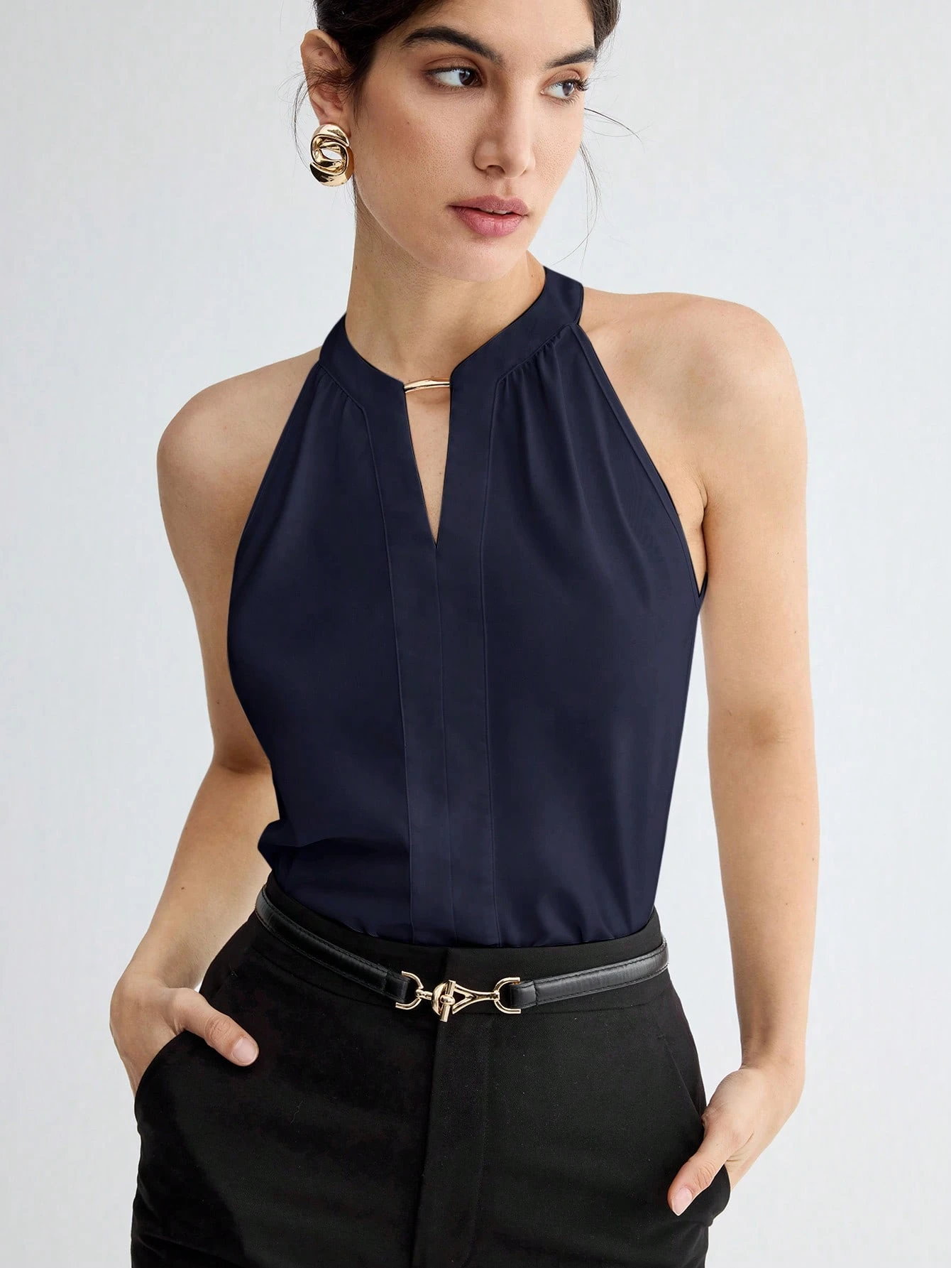 BizChic Top sans manches à encolure dégagée élégante pour femmes, polyvalent — vue 12