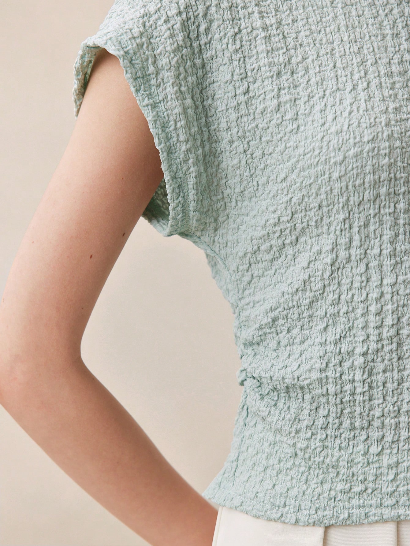 BizChic Top blanc pour femme de printemps avec manches épaules, col rond — vue 9