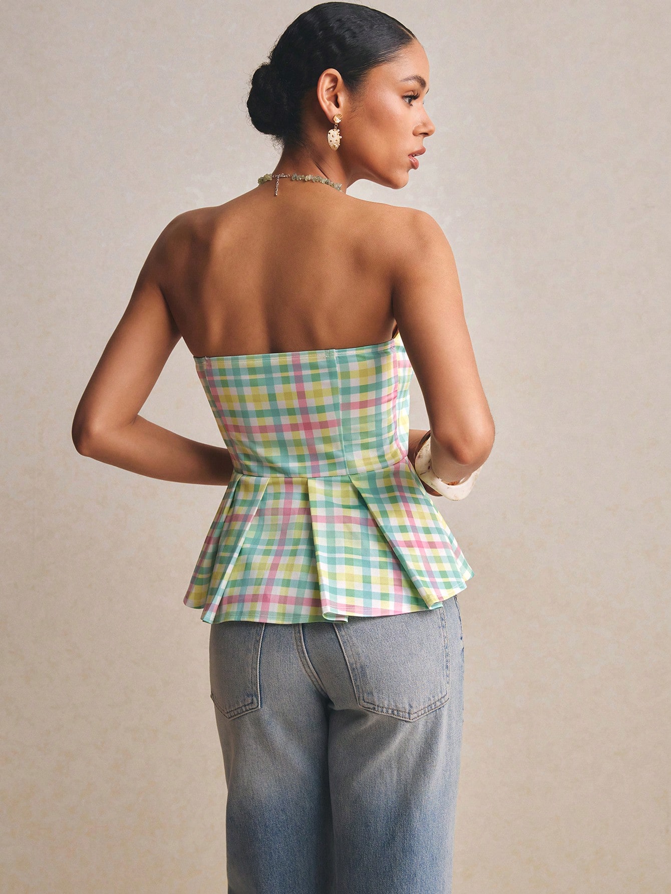 X ITS MICH Poéselle Top bandeau plissé à la mode de couleur unie pour femmes — vue 2