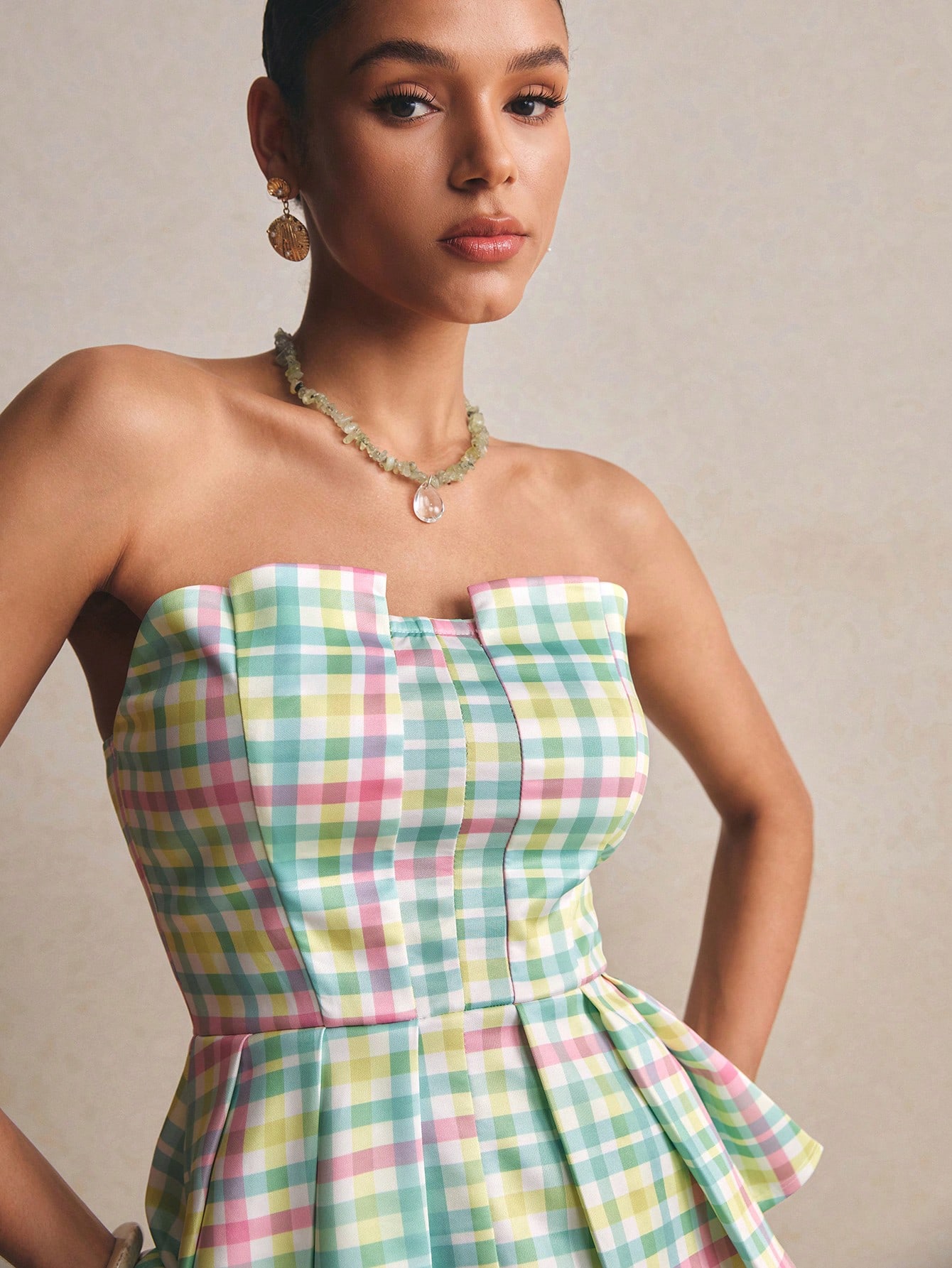 X ITS MICH Poéselle Top bandeau plissé à la mode de couleur unie pour femmes — vue 3