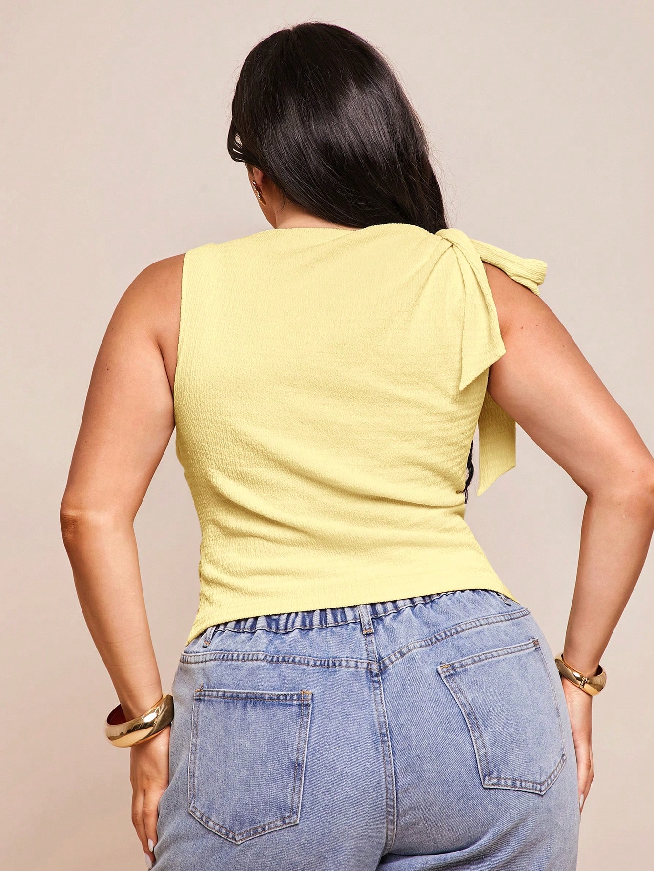 BAE Hauts asymétriques à col noué pour femmes grandes tailles, texture unie — vue 11