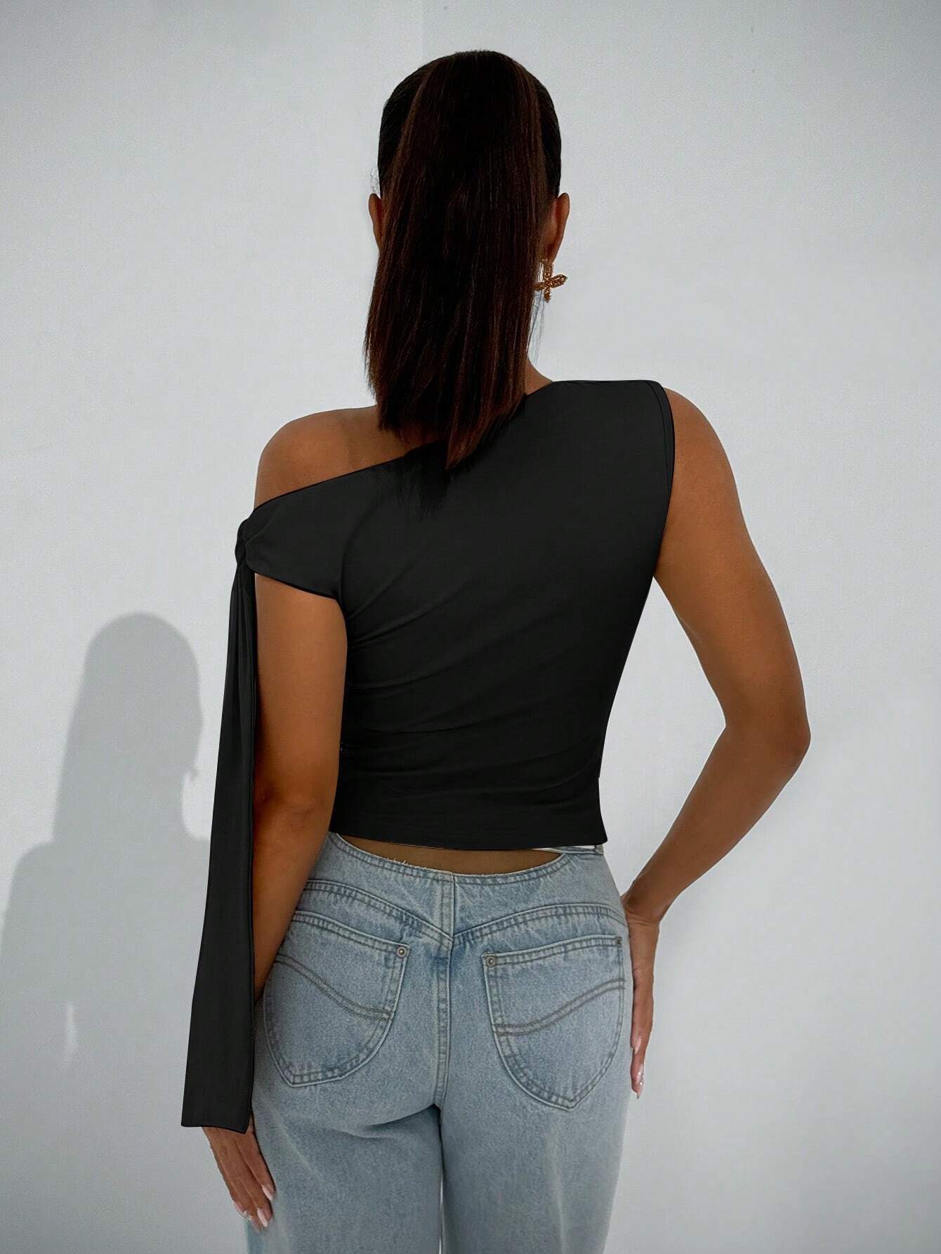 BAE Élégante blouse asymétrique à nœud pour femme, convient pour les sorties quotidiennes — vue 2