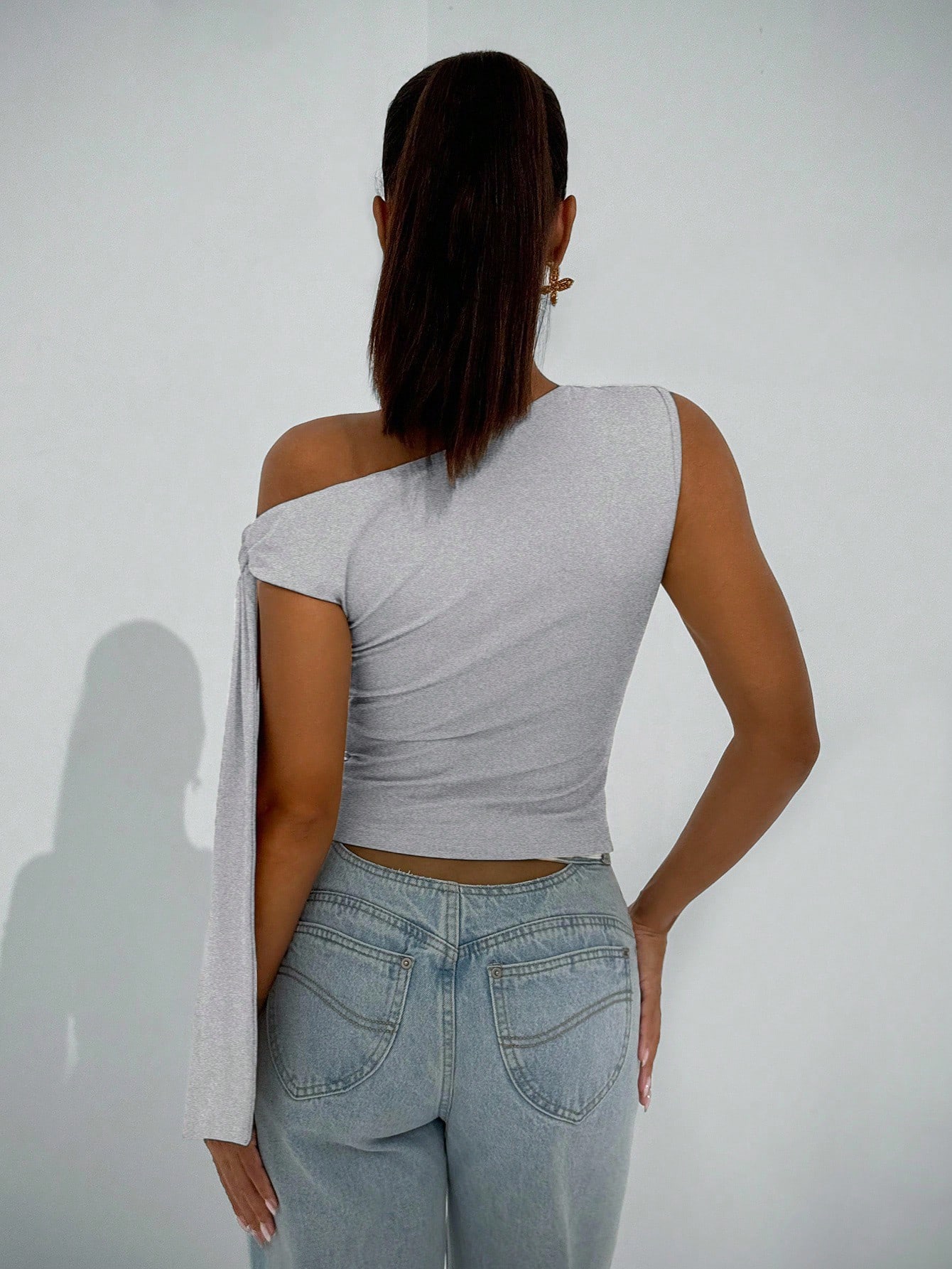 BAE Élégante blouse asymétrique à nœud pour femme, convient pour les sorties quotidiennes — vue 12
