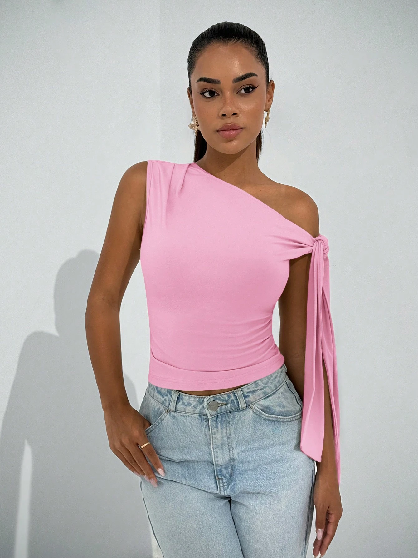 BAE Élégante blouse asymétrique à nœud pour femme, convient pour les sorties quotidiennes — vue 15