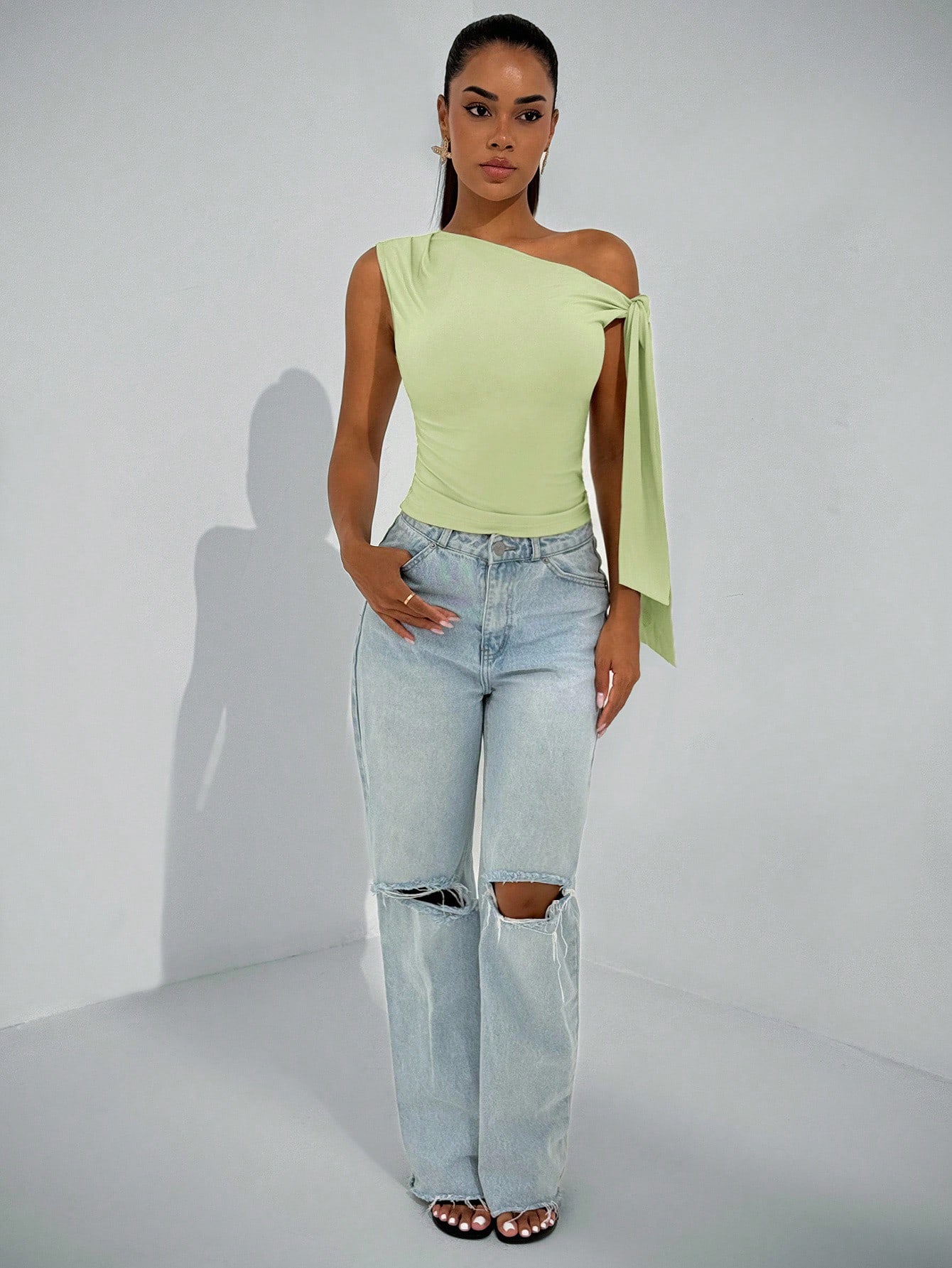 BAE Élégante blouse asymétrique à nœud pour femme, convient pour les sorties quotidiennes — vue 18