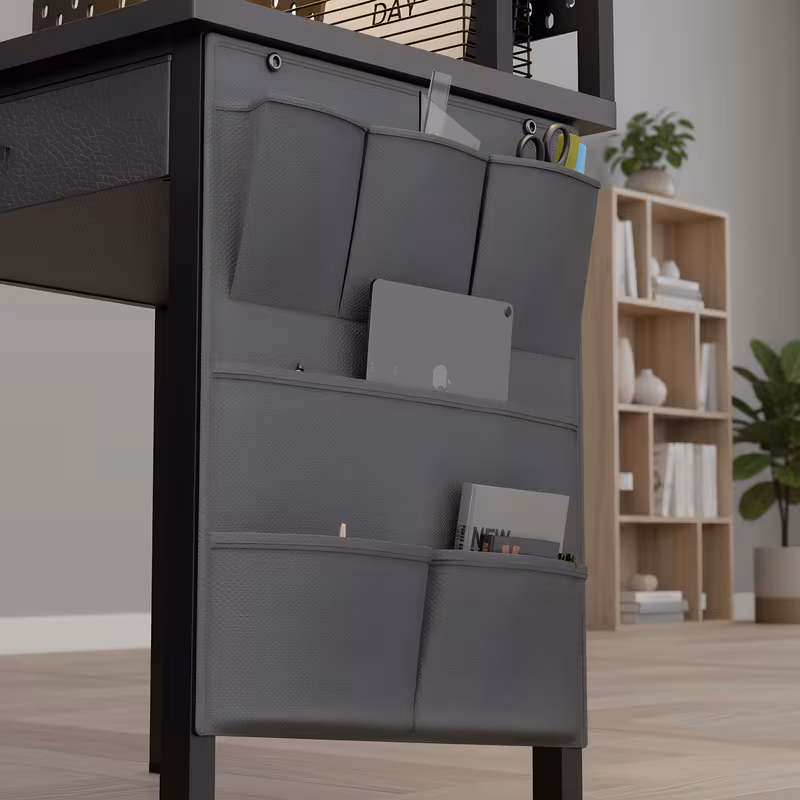 Bureau de jeu en L avec lumière LED et prise d'alimentation — vue 4