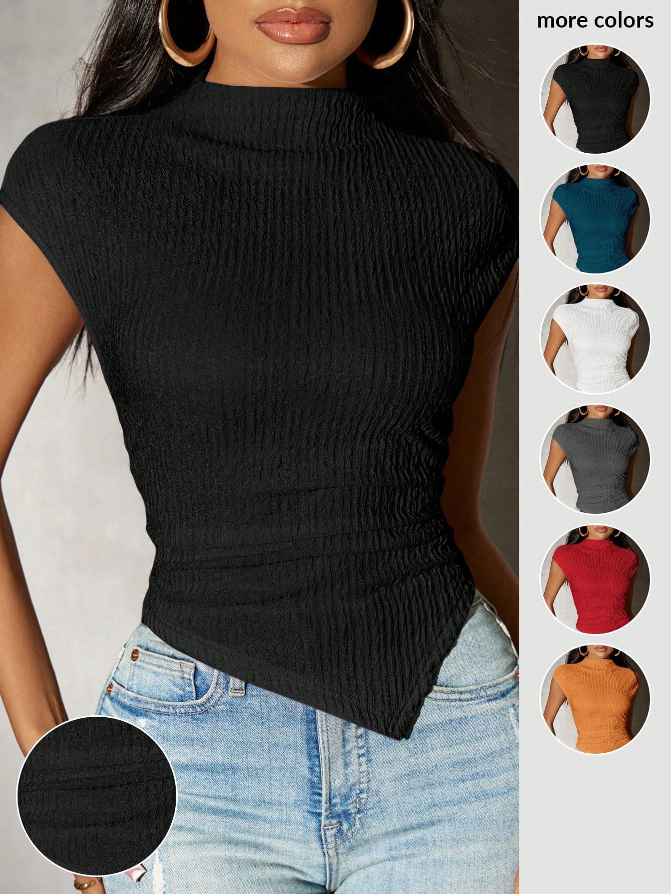 T-shirt en maille asymétrique uni SXY