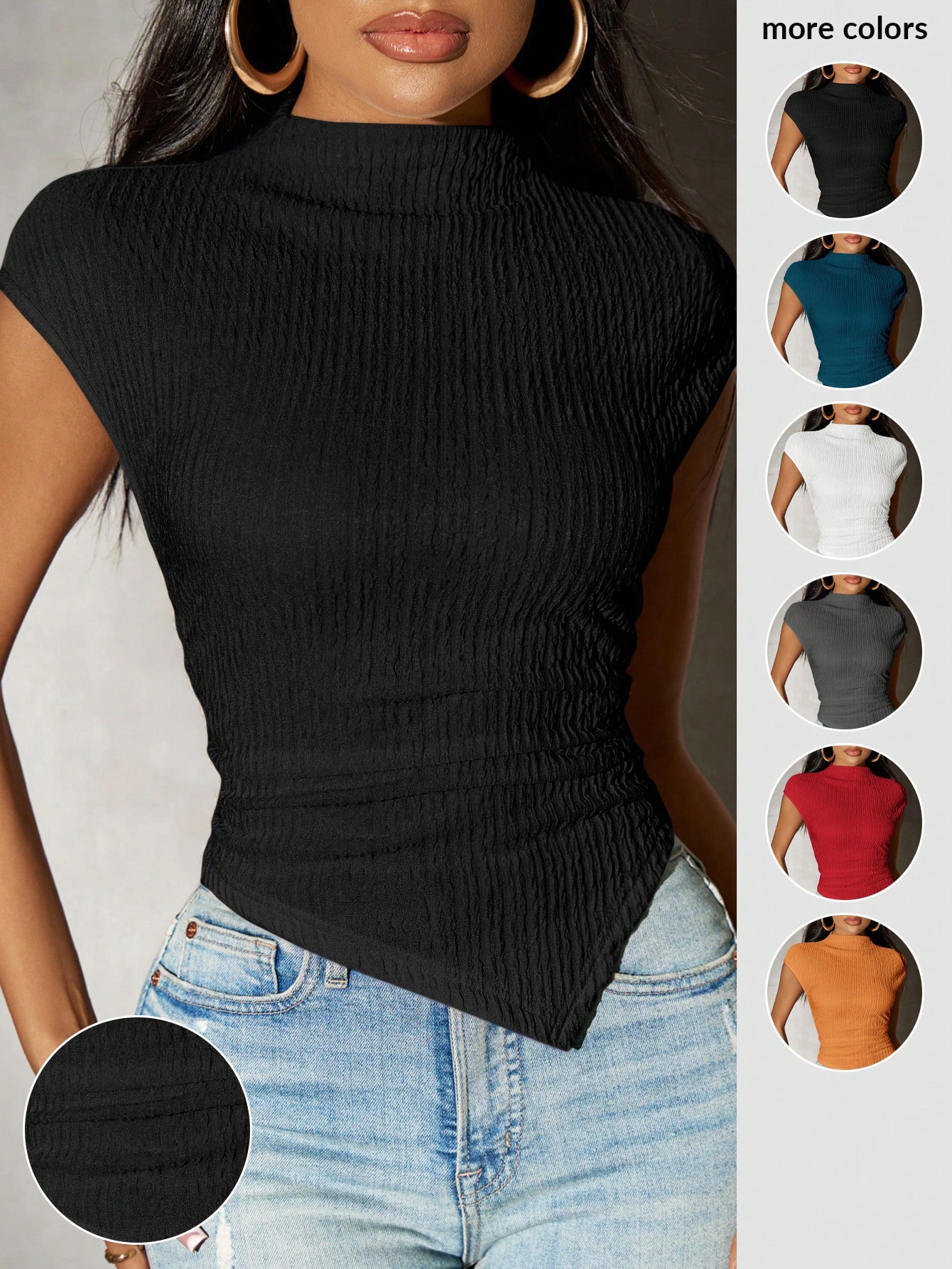 SXY T-shirt tricoté à ourlet asymétrique unicolore pour femmes, printemps