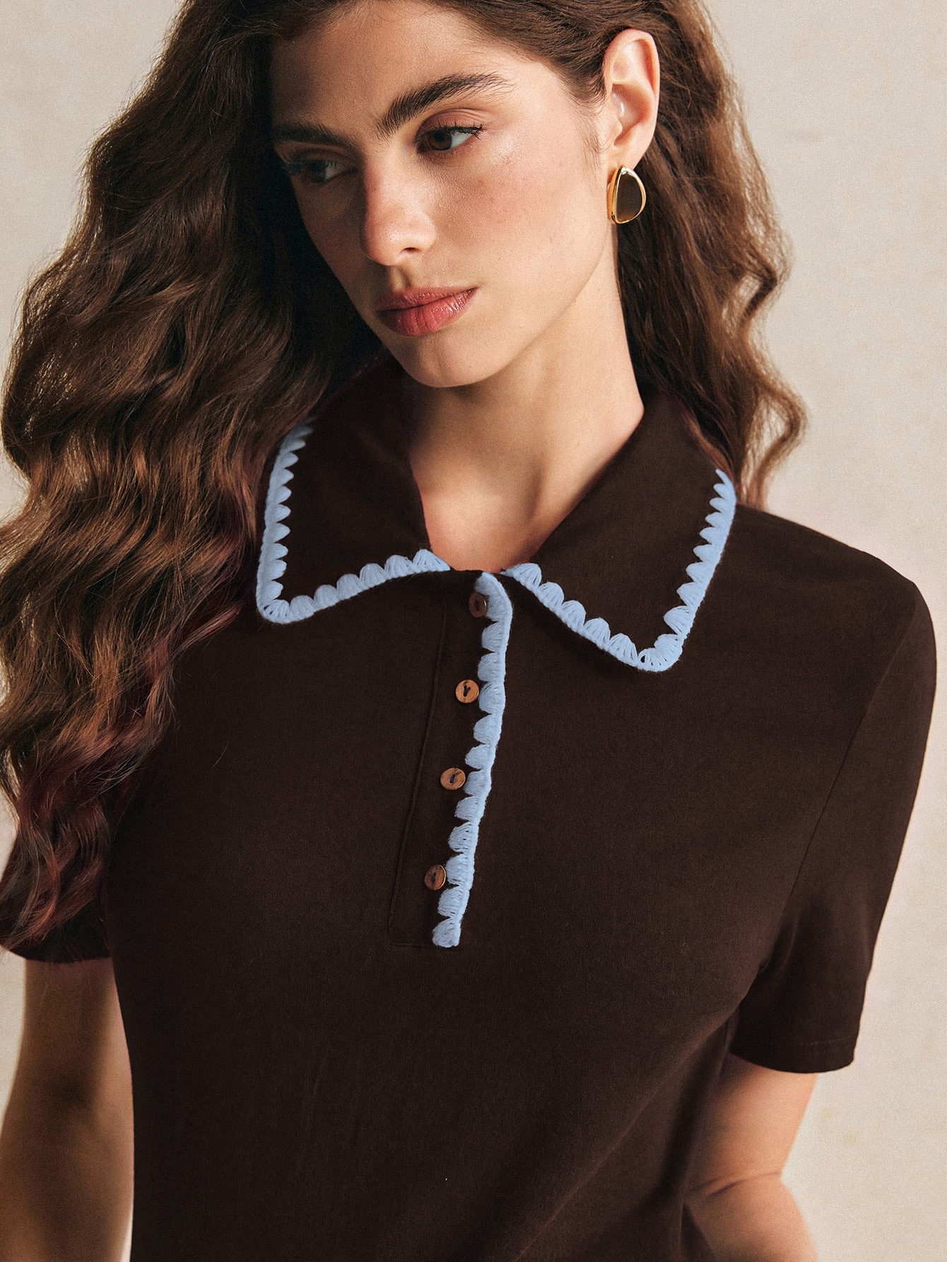 Poéselle T-shirt décontracté à col polo rayé et manches courtes pour femmes — vue 3