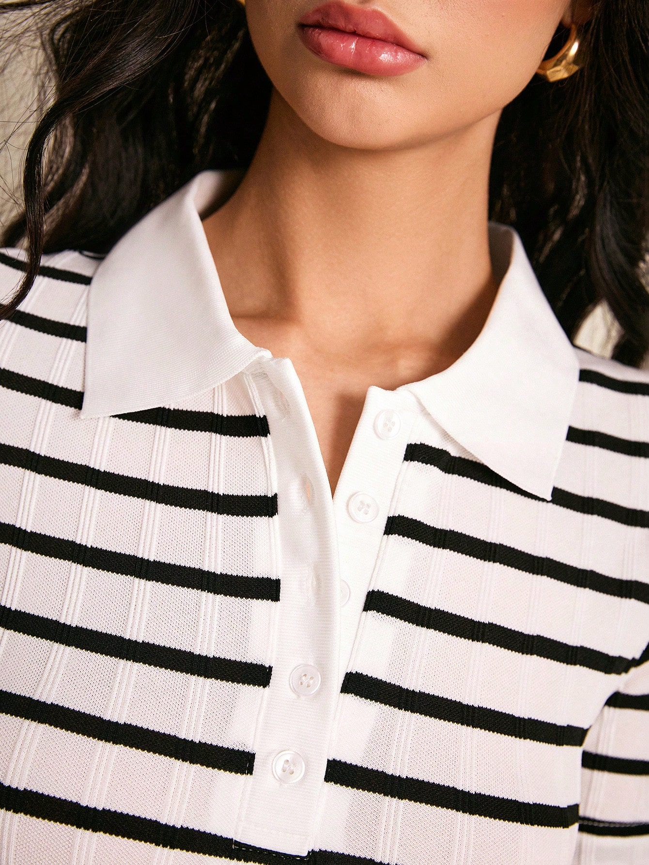 Poéselle T-shirt décontracté à col polo rayé et manches courtes pour femmes — vue 10