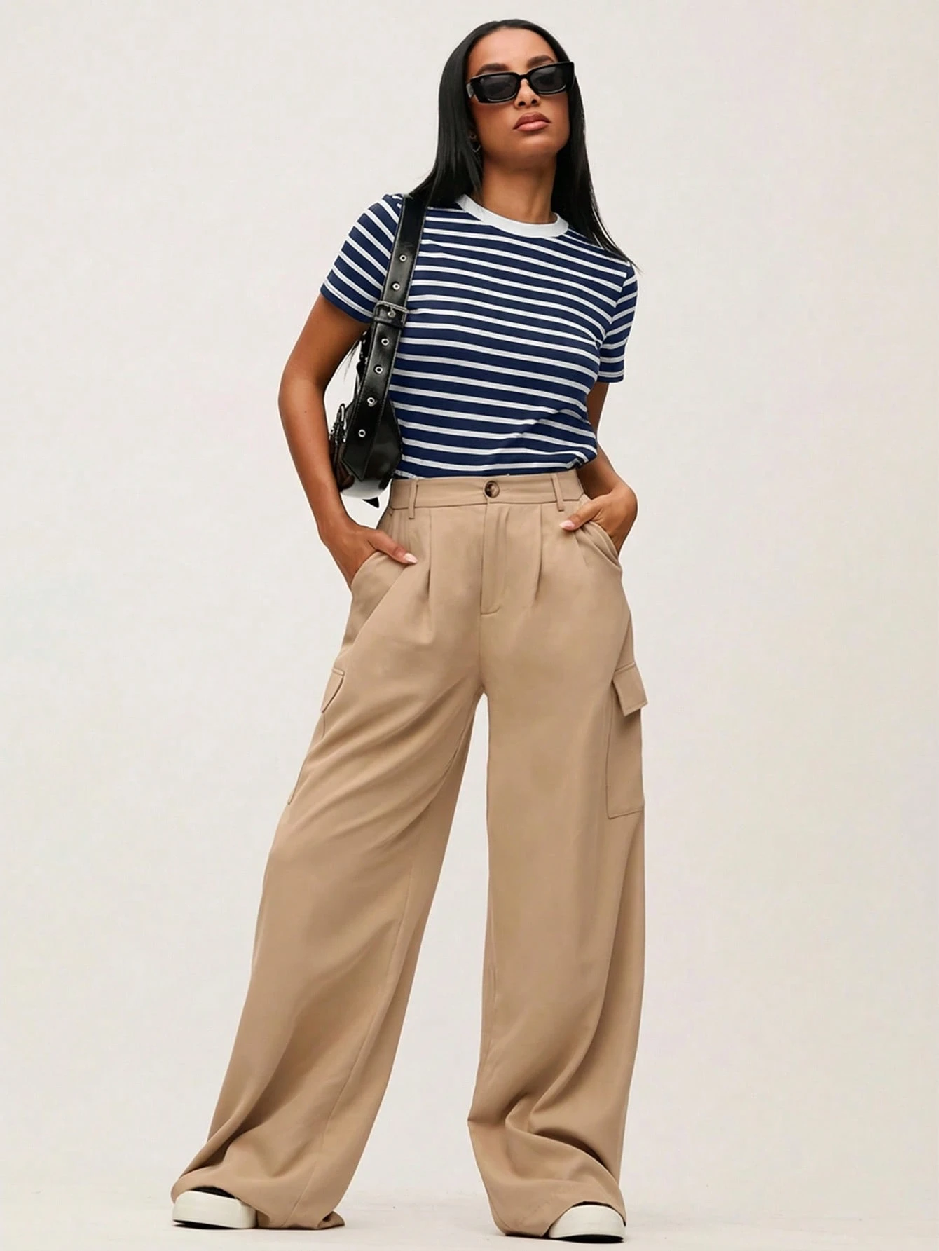 BASICS T-shirt décontracté à imprimé rayé col rond, été pour femmes — vue 11