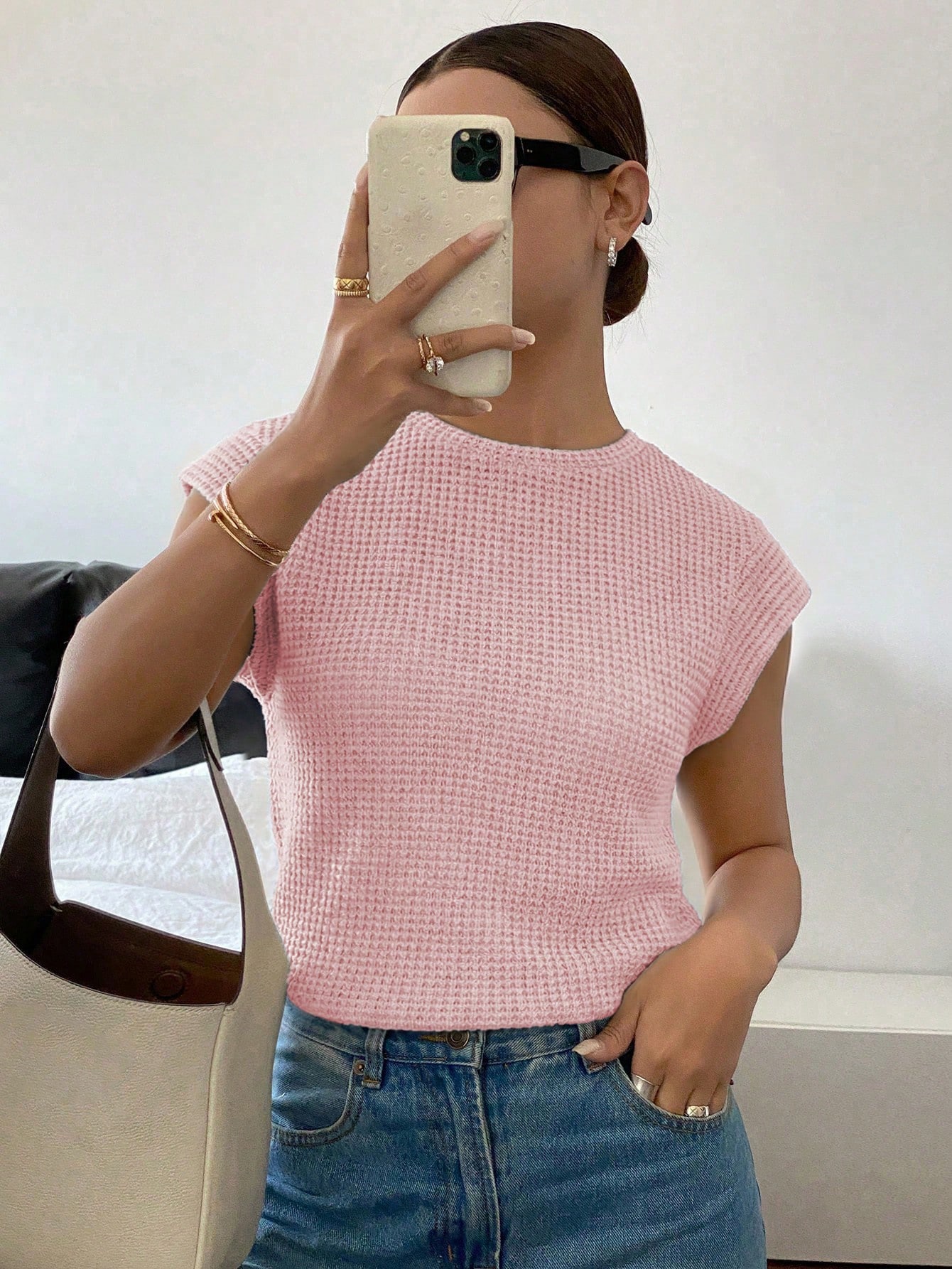 Siren Gaze T-shirt décontracté polyvalent à porter au quotidien, col rond, rayé, — vue 6