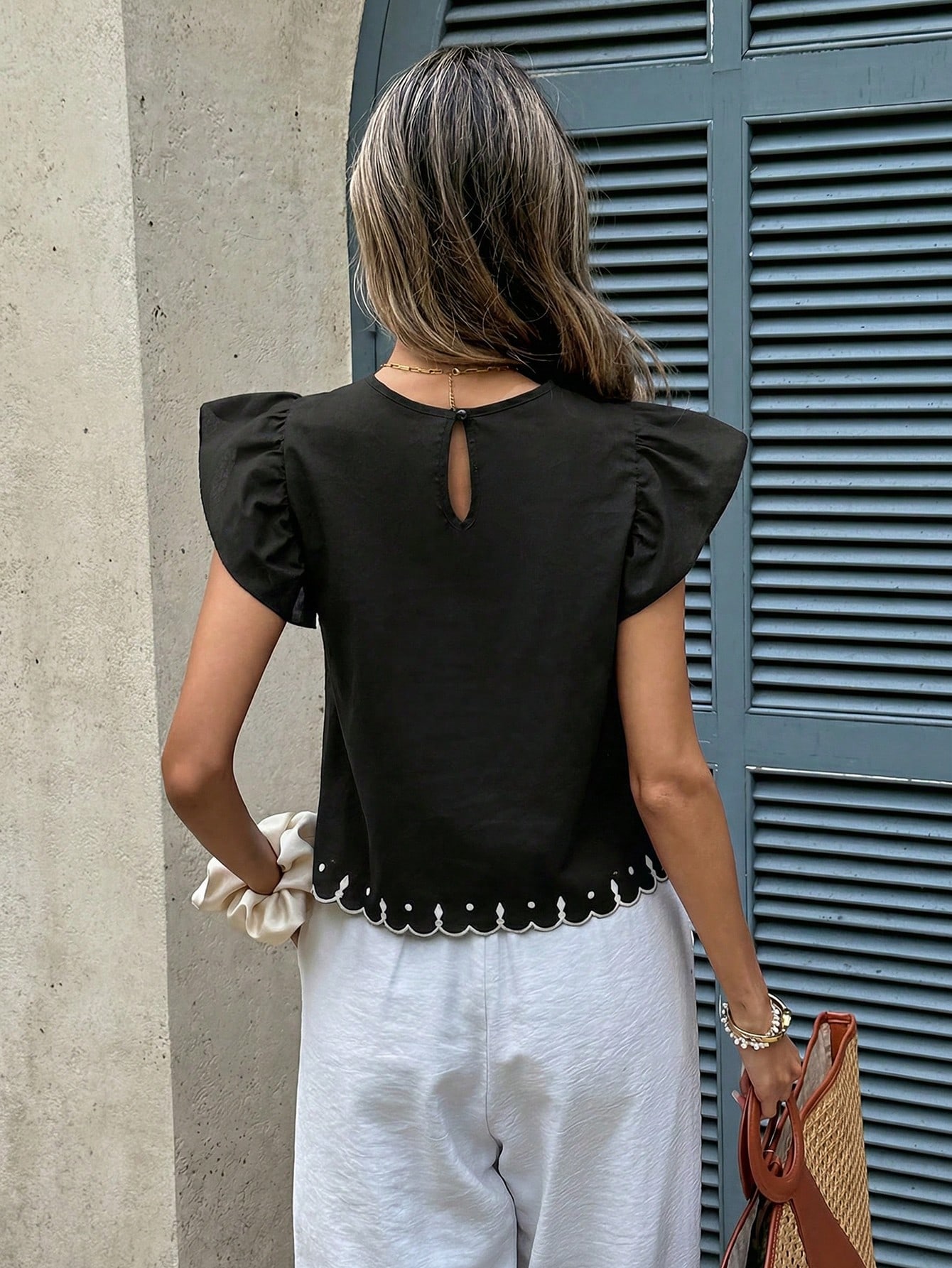 Serisse Blouse d'été décontractée pour femmes en 100% coton avec broderie florale — vue 3