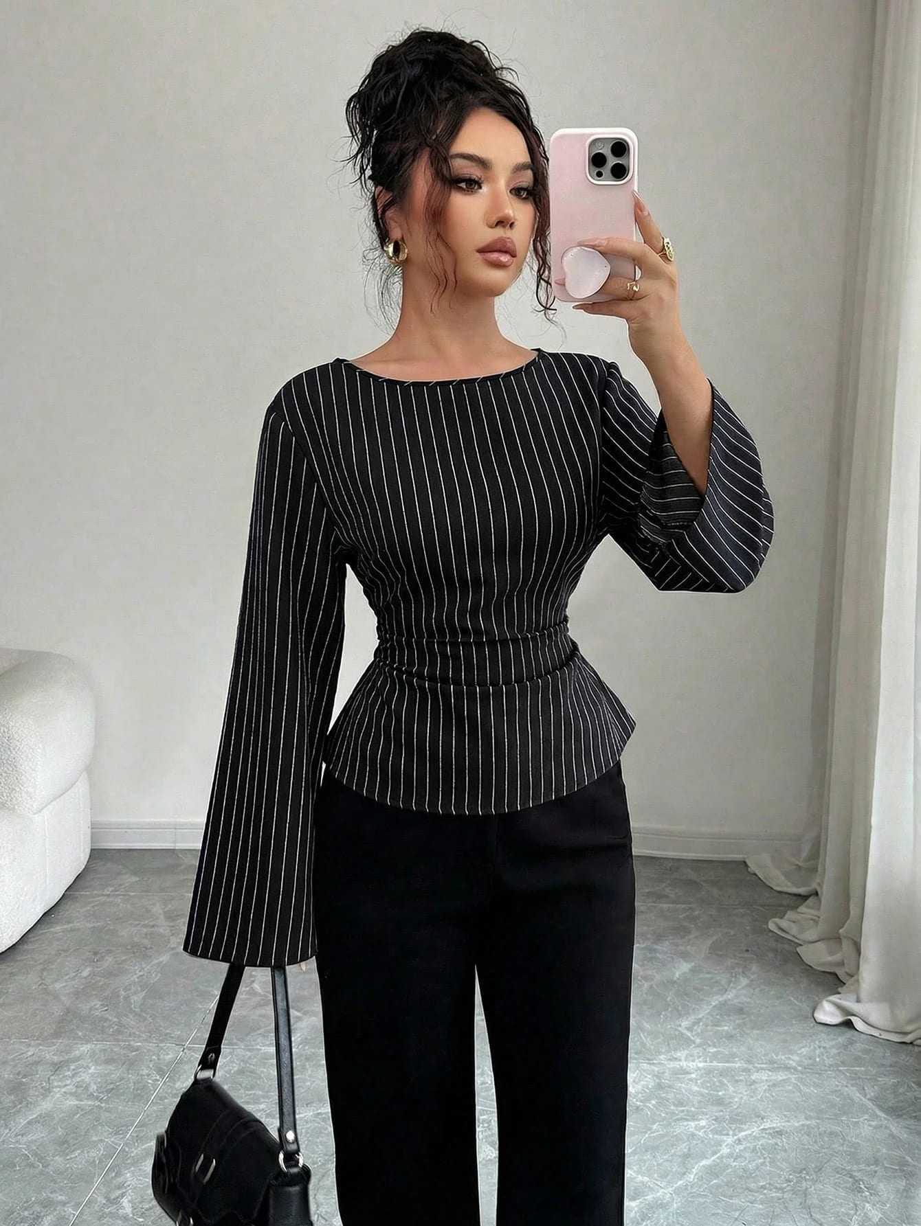 Blouse rayée à manches évasées Siren Gaze