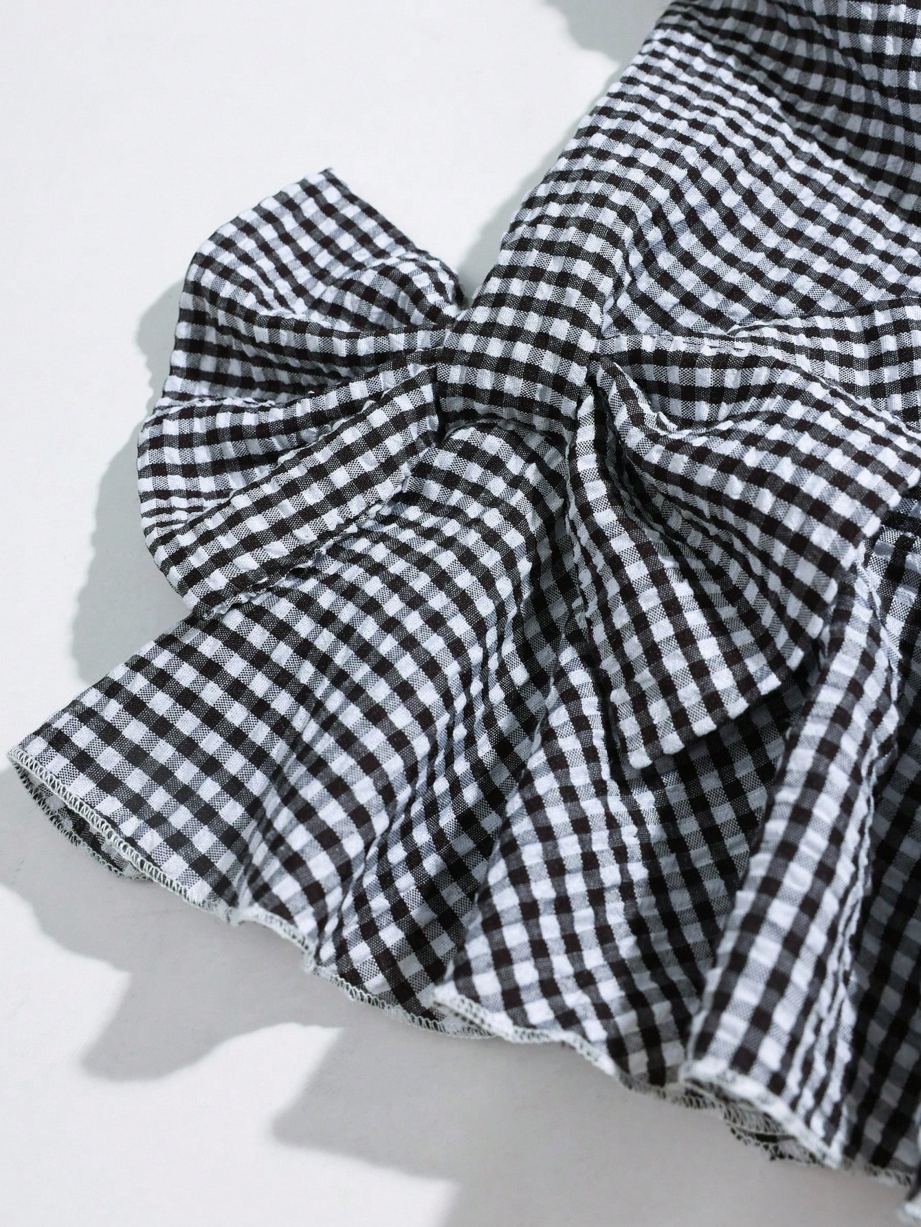 Elouméa Blouse femme à manches cloche et col rond avec nœud décoratif à carreaux, d'été — vue 3