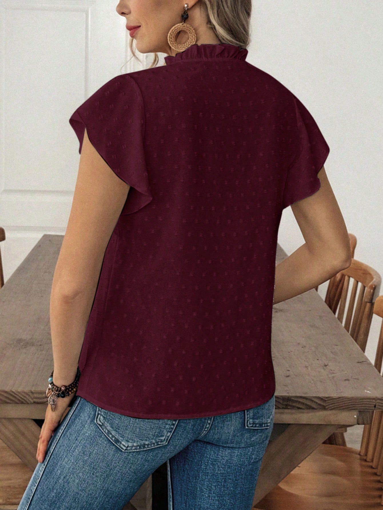 Louniche Blouse décontractée pour femmes de vacances, couleur unie, découpe — vue 8