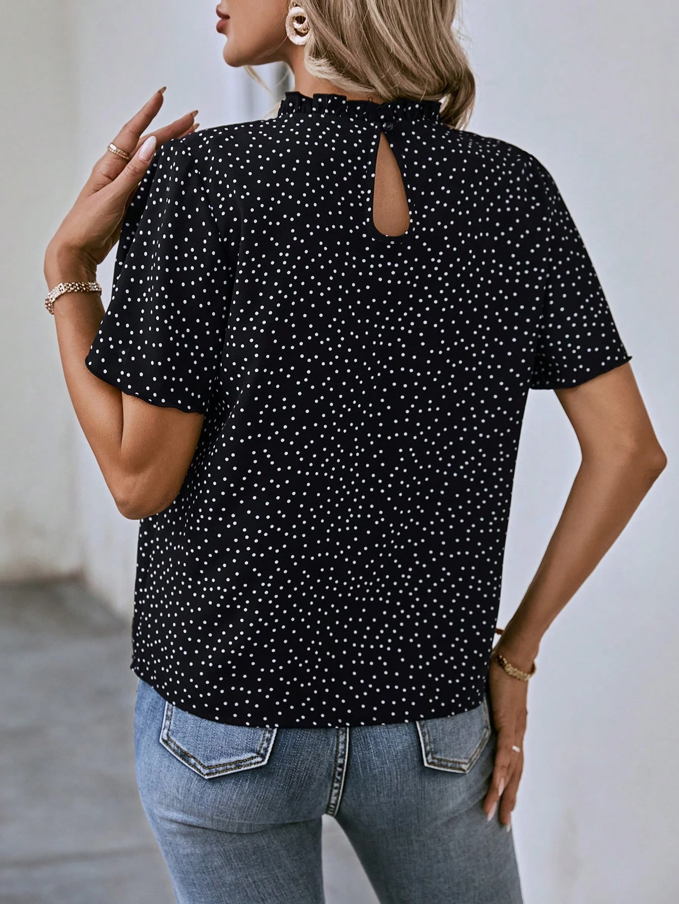 EMERY ROSE Blouse À Pois Manches Papillon — vue 2