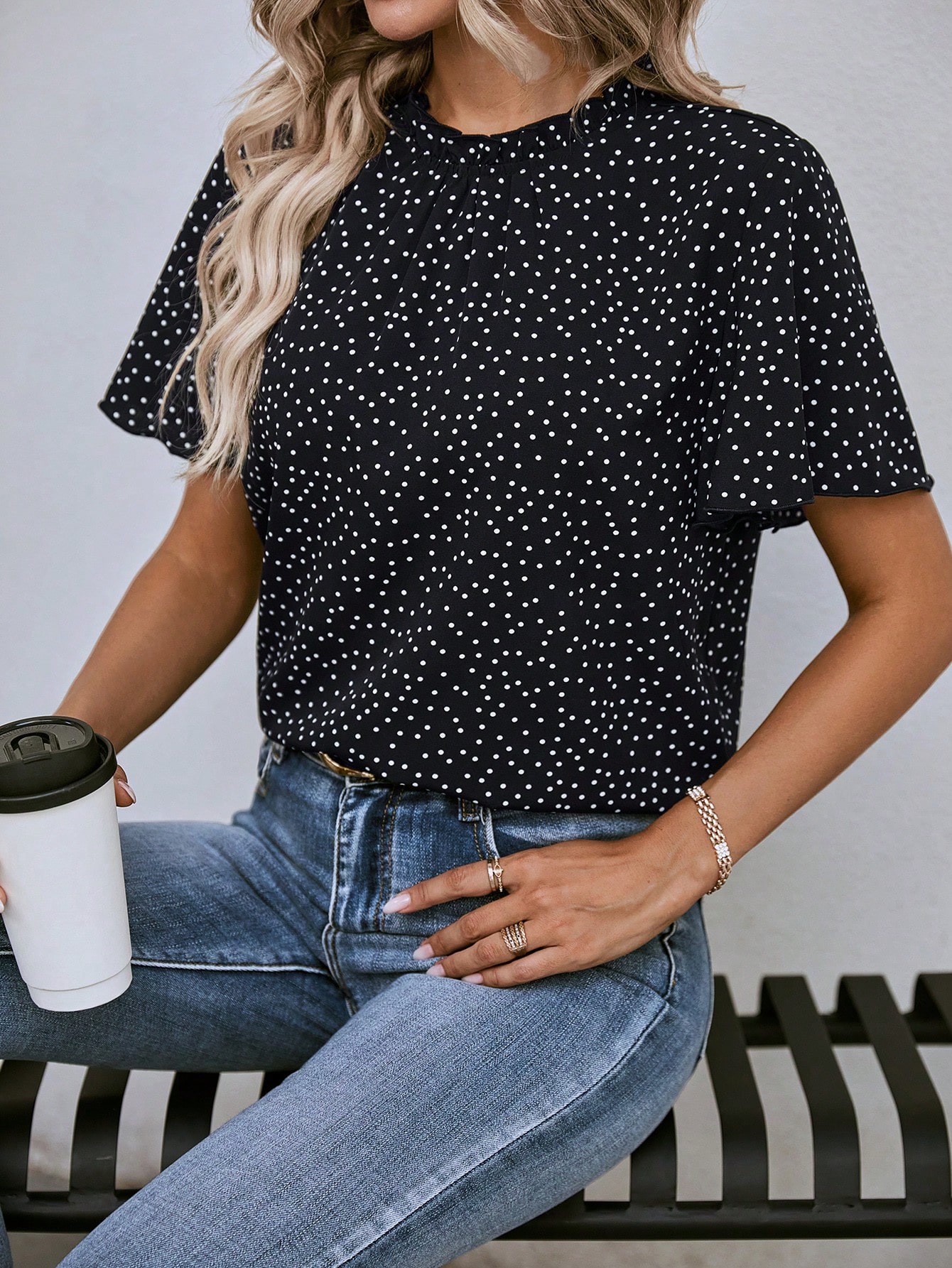 EMERY ROSE Blouse À Pois Manches Papillon — vue 3