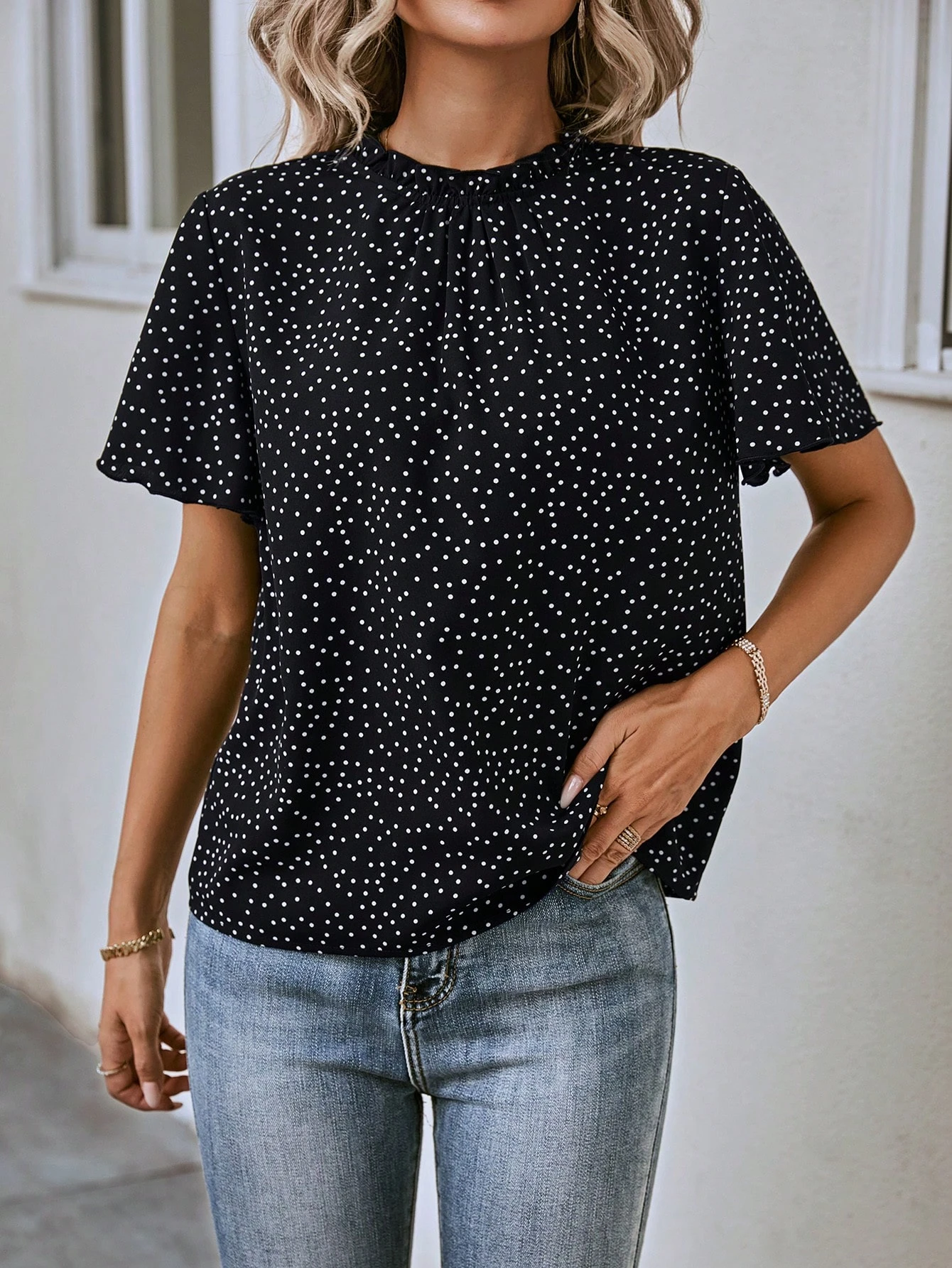 EMERY ROSE Blouse À Pois Manches Papillon — vue 4