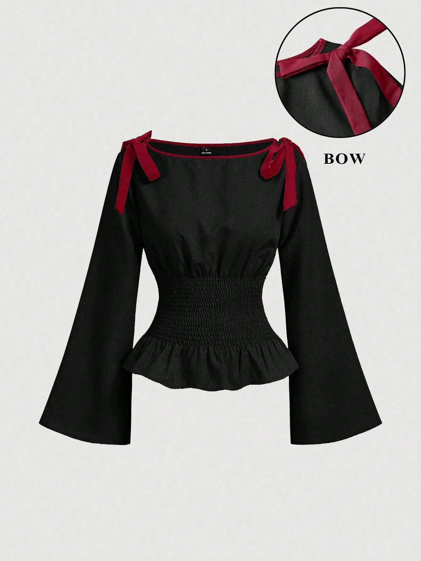 MOD Blouse mode à manches évasées avec nœud décoratif et taille cintrée,