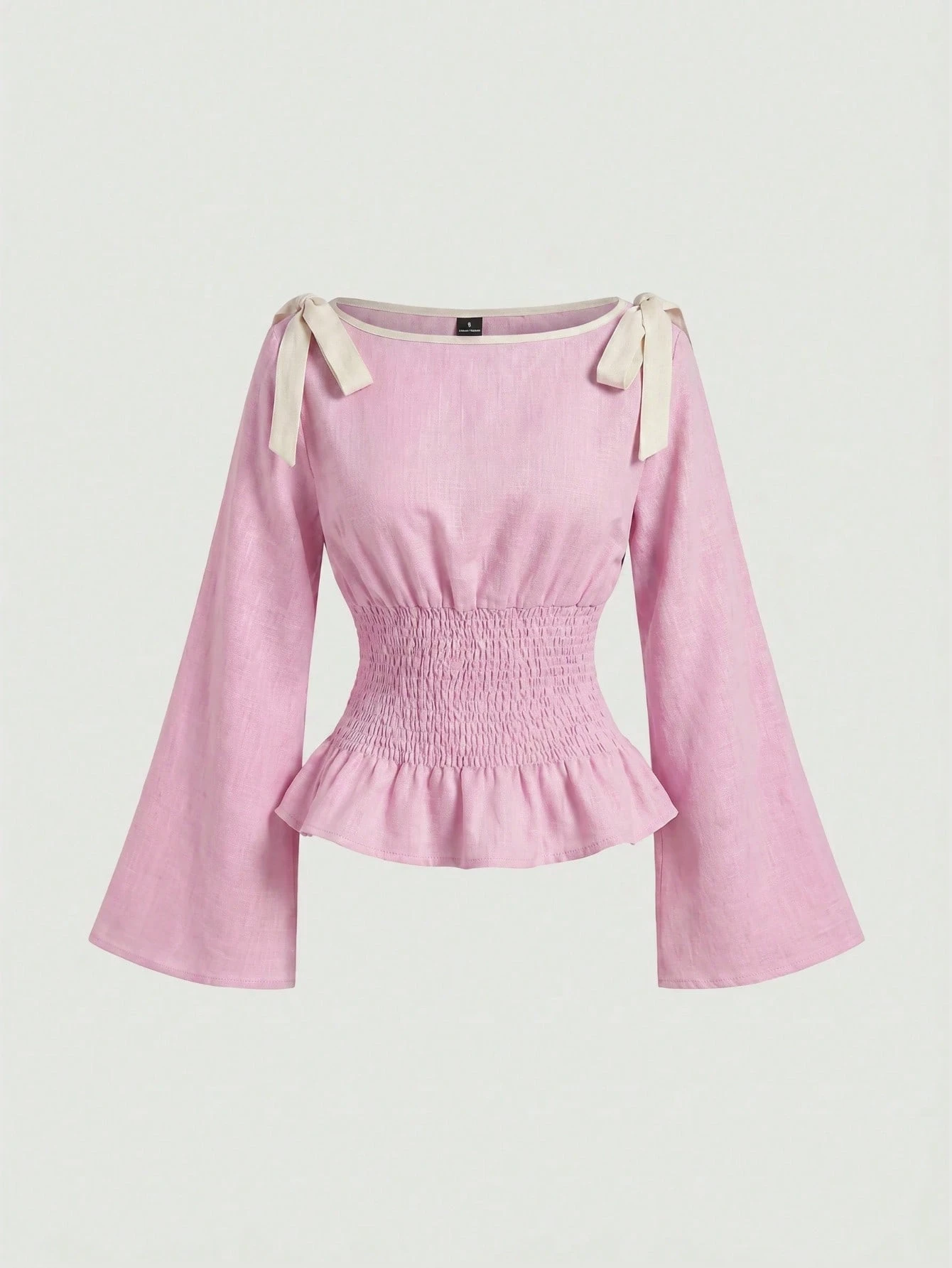 MOD Blouse mode à manches évasées avec nœud décoratif et taille cintrée, — vue 3