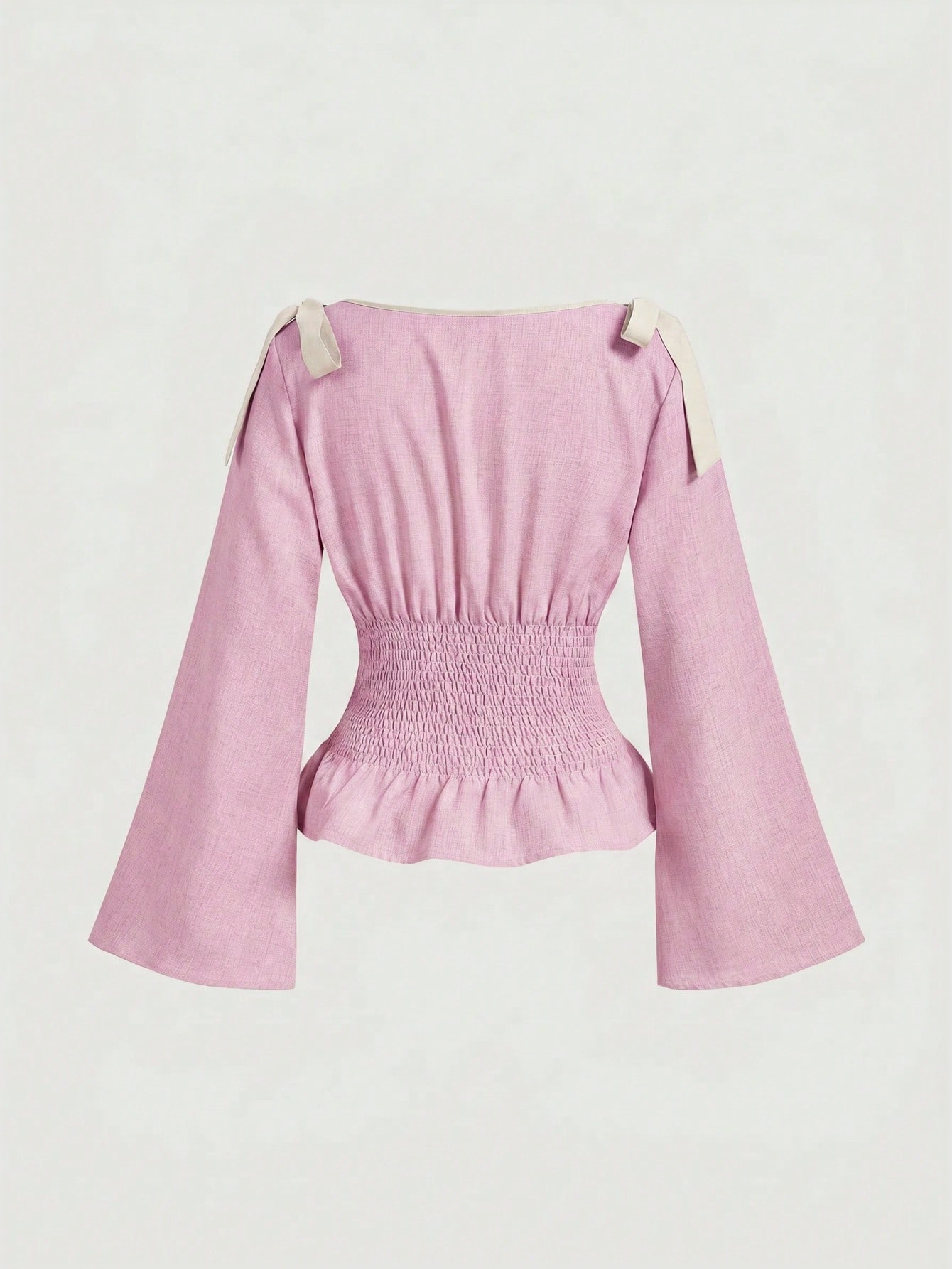 MOD Blouse mode à manches évasées avec nœud décoratif et taille cintrée, — vue 4
