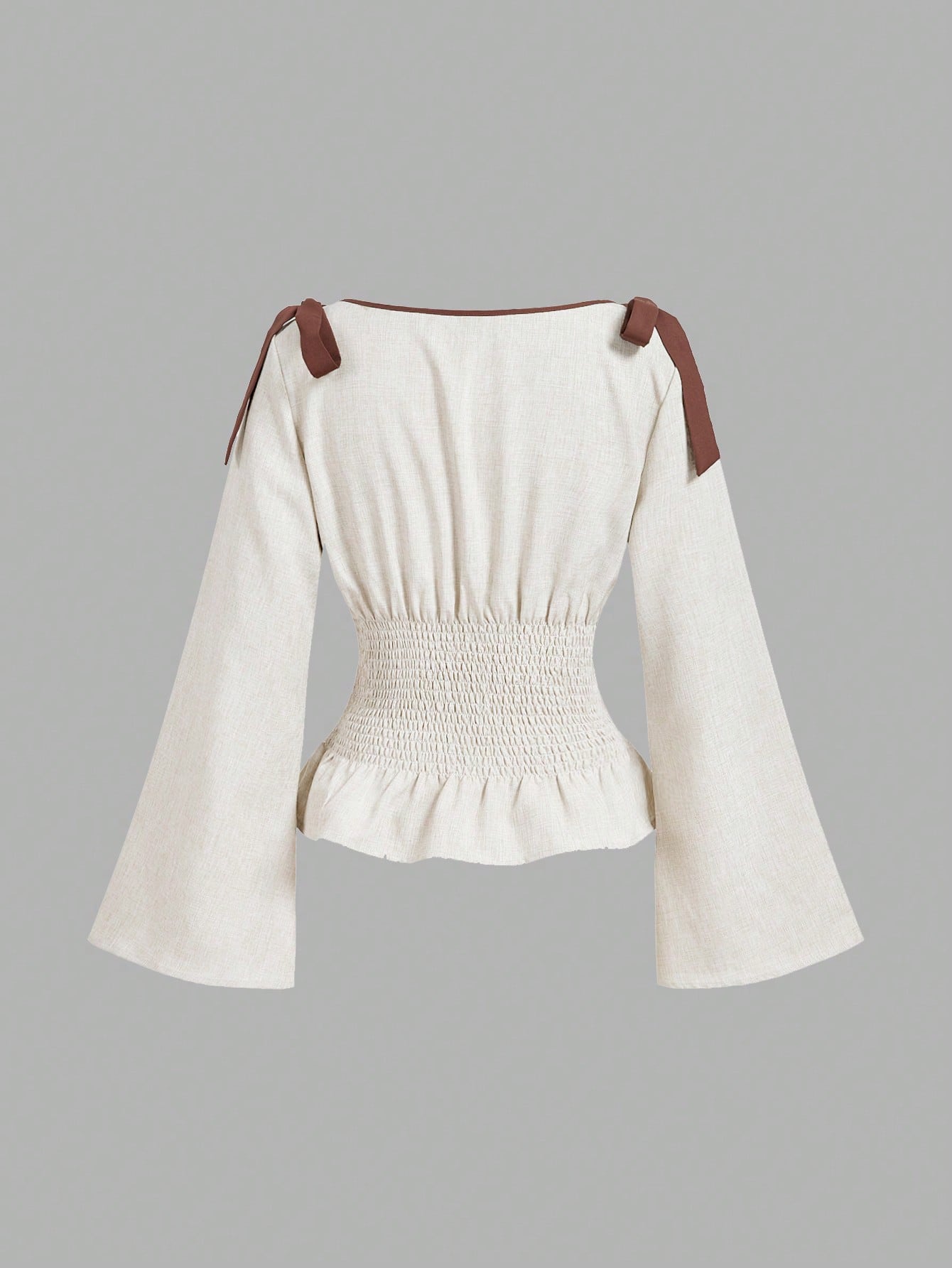 MOD Blouse mode à manches évasées avec nœud décoratif et taille cintrée, — vue 7
