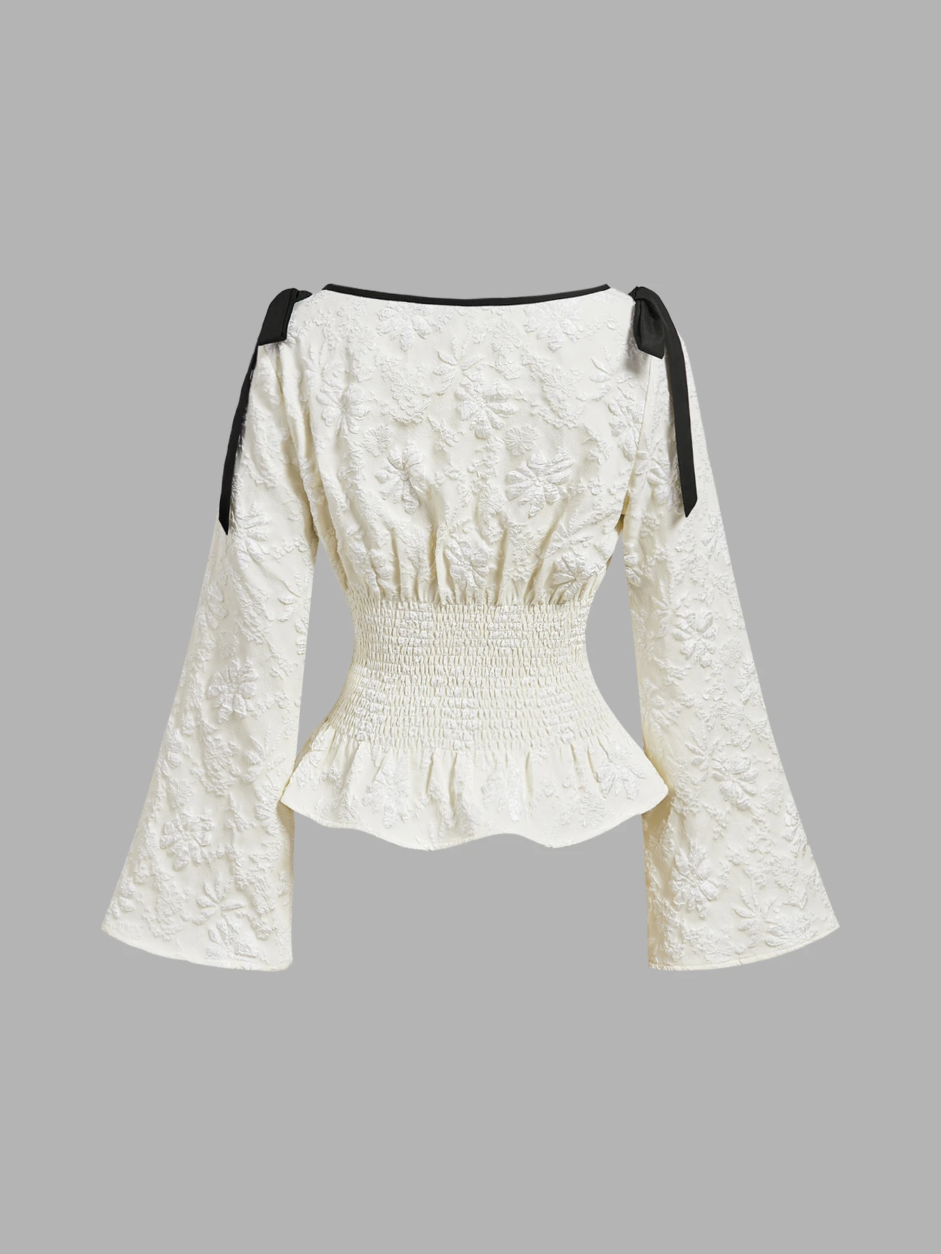 MOD Blouse mode à manches évasées avec nœud décoratif et taille cintrée, — vue 9