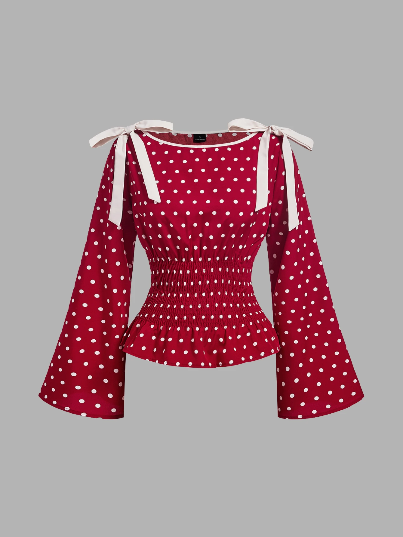 MOD Blouse mode à manches évasées avec nœud décoratif et taille cintrée, — vue 11