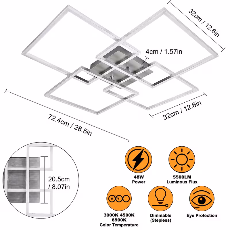 Plafonnier LED 72Cm pour Salon — vue 5