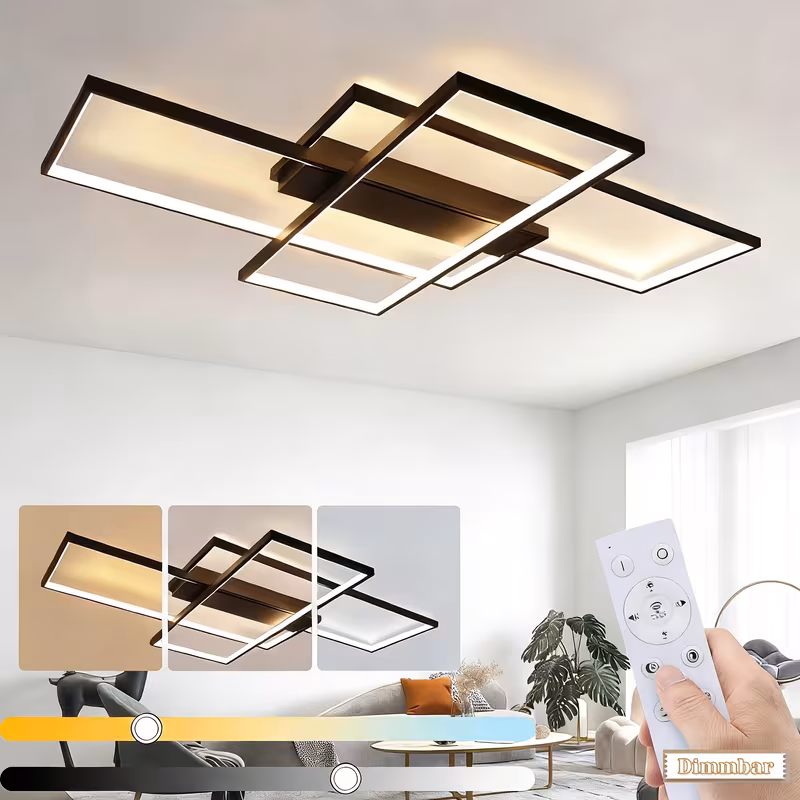 Plafonnier LED, Lampe de chambre 100 cm à intensité variable avec télécommande
