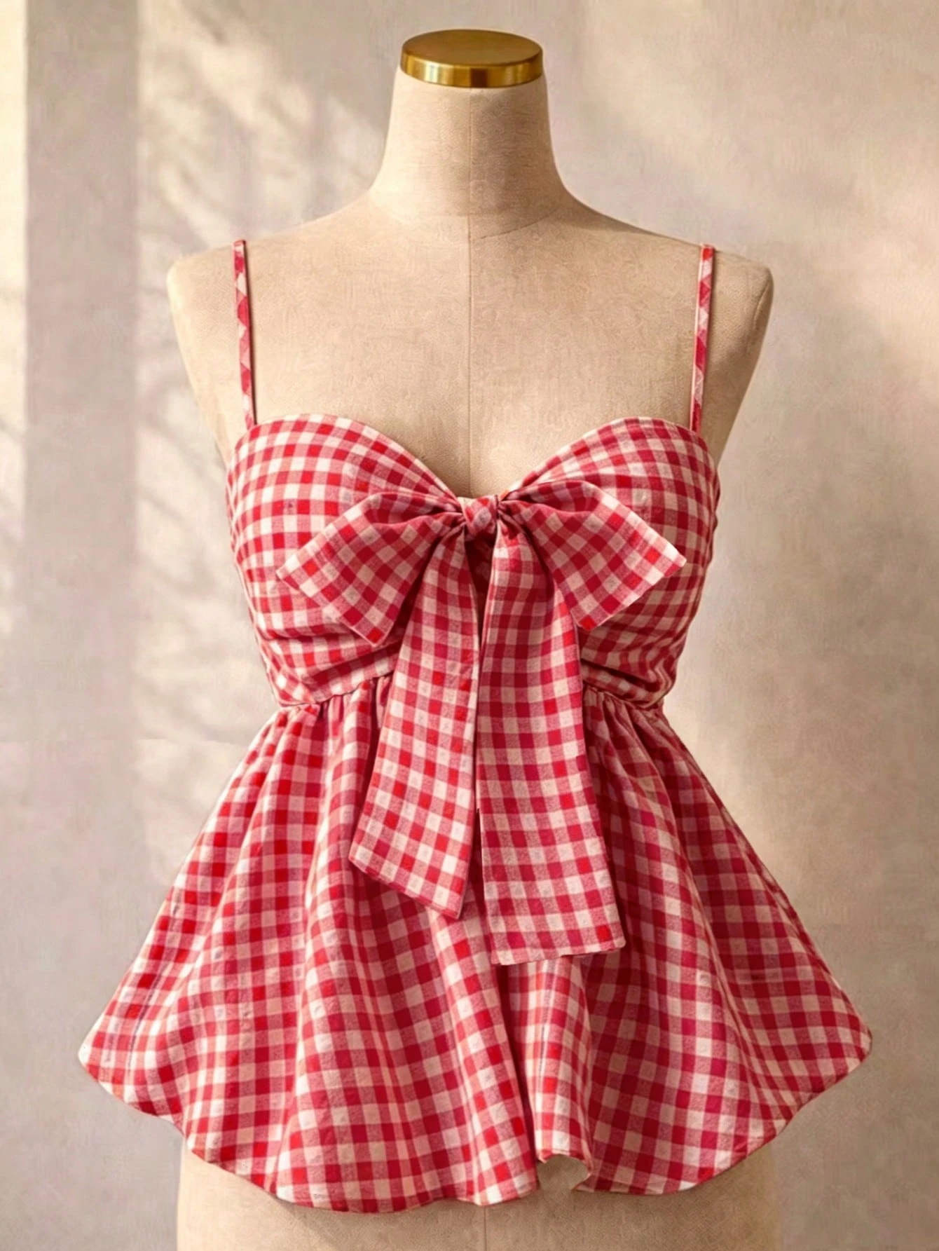 Débardeur camisole d'été pour femmes, débardeur à bretelles à carreaux pour vacances d'été, remise — vue 4