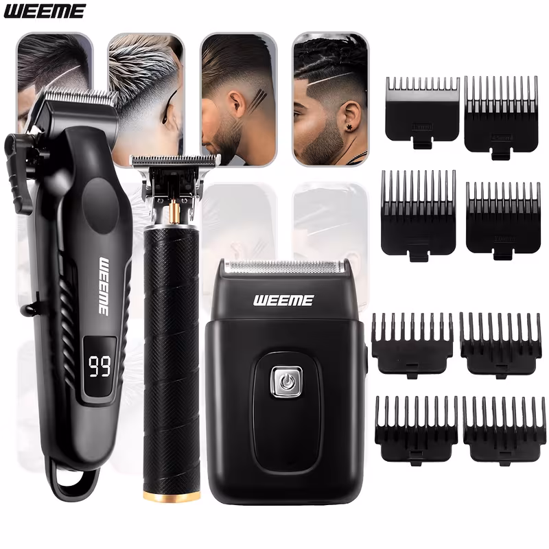 Kit de 2/3 pièces Tondeuse Électrique à Cheveux, Tondeuse à Barbe et Rasoir