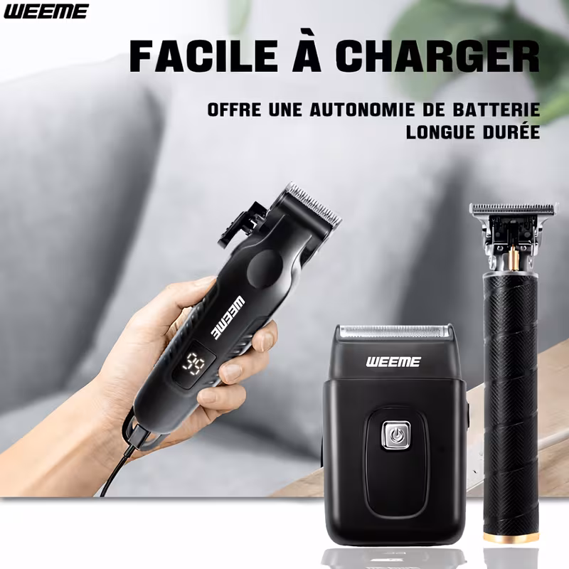 Kit de 2/3 pièces Tondeuse Électrique à Cheveux, Tondeuse à Barbe et Rasoir — vue 2
