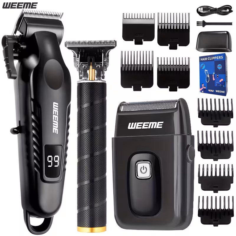 Kit de 2/3 pièces Tondeuse Électrique à Cheveux, Tondeuse à Barbe et Rasoir — vue 3