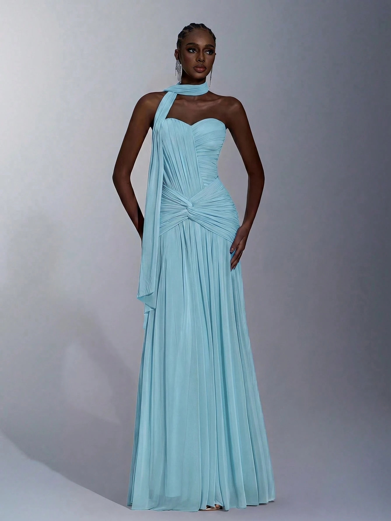 Elitara Robe de soirée élégante en maille tricotée haute élasticité avec bustier, devant