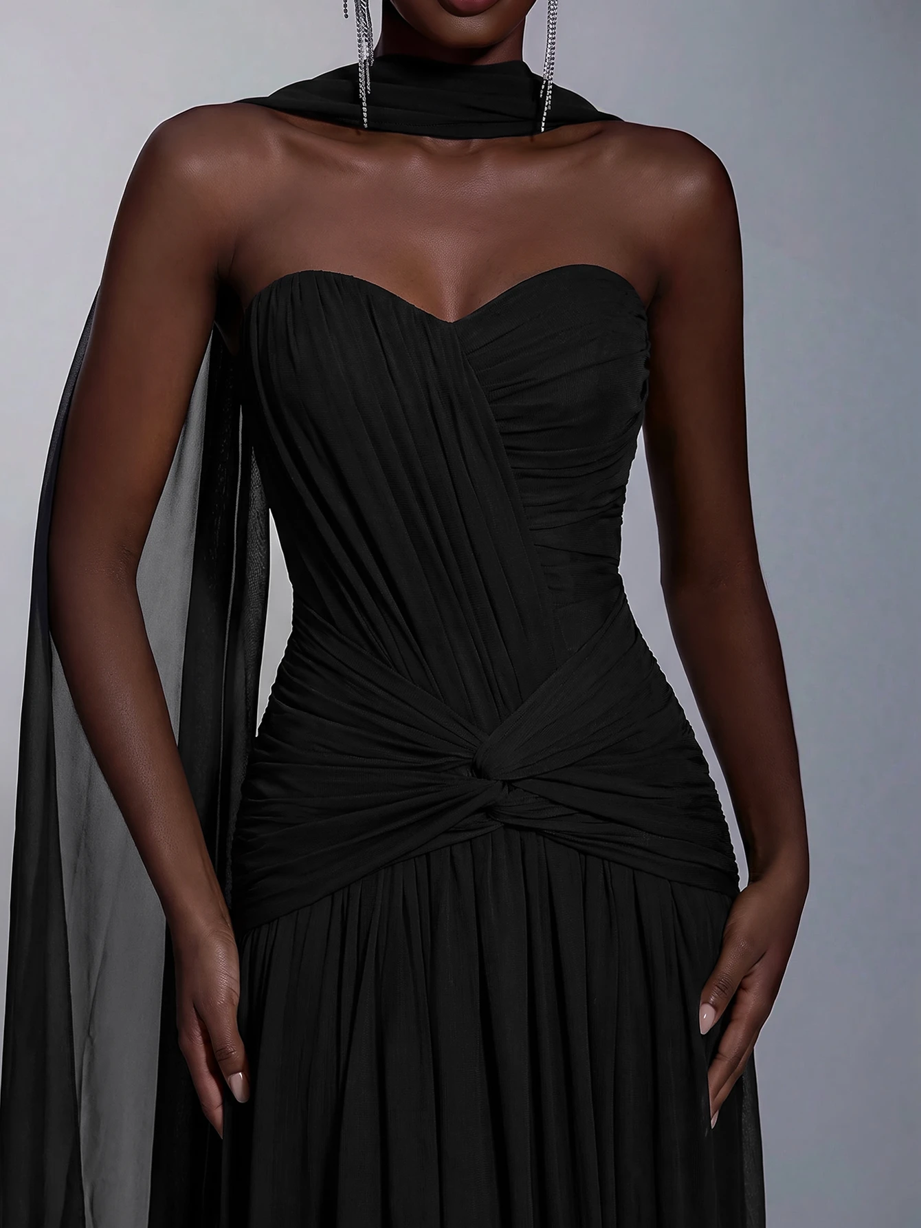 Elitara Robe de soirée élégante en maille tricotée haute élasticité avec bustier, devant — vue 9
